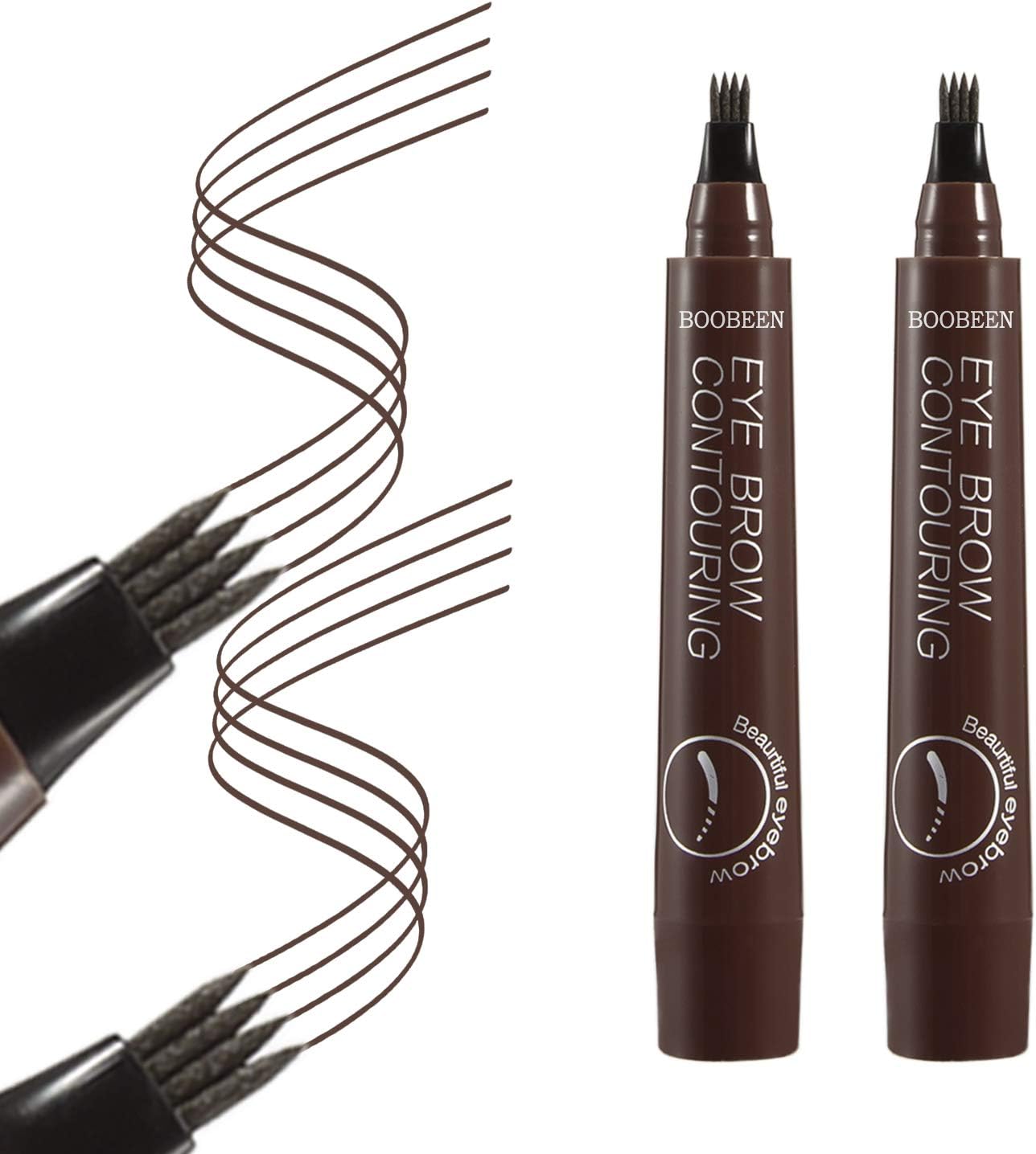 Boobeen 2Pcs Microblading Eyebrow Pencil - Waterproof Eyebrow Tattoo Pen with a Micro-Fork Tip Applicator - Creates Natural Looking Brows Effortlessly