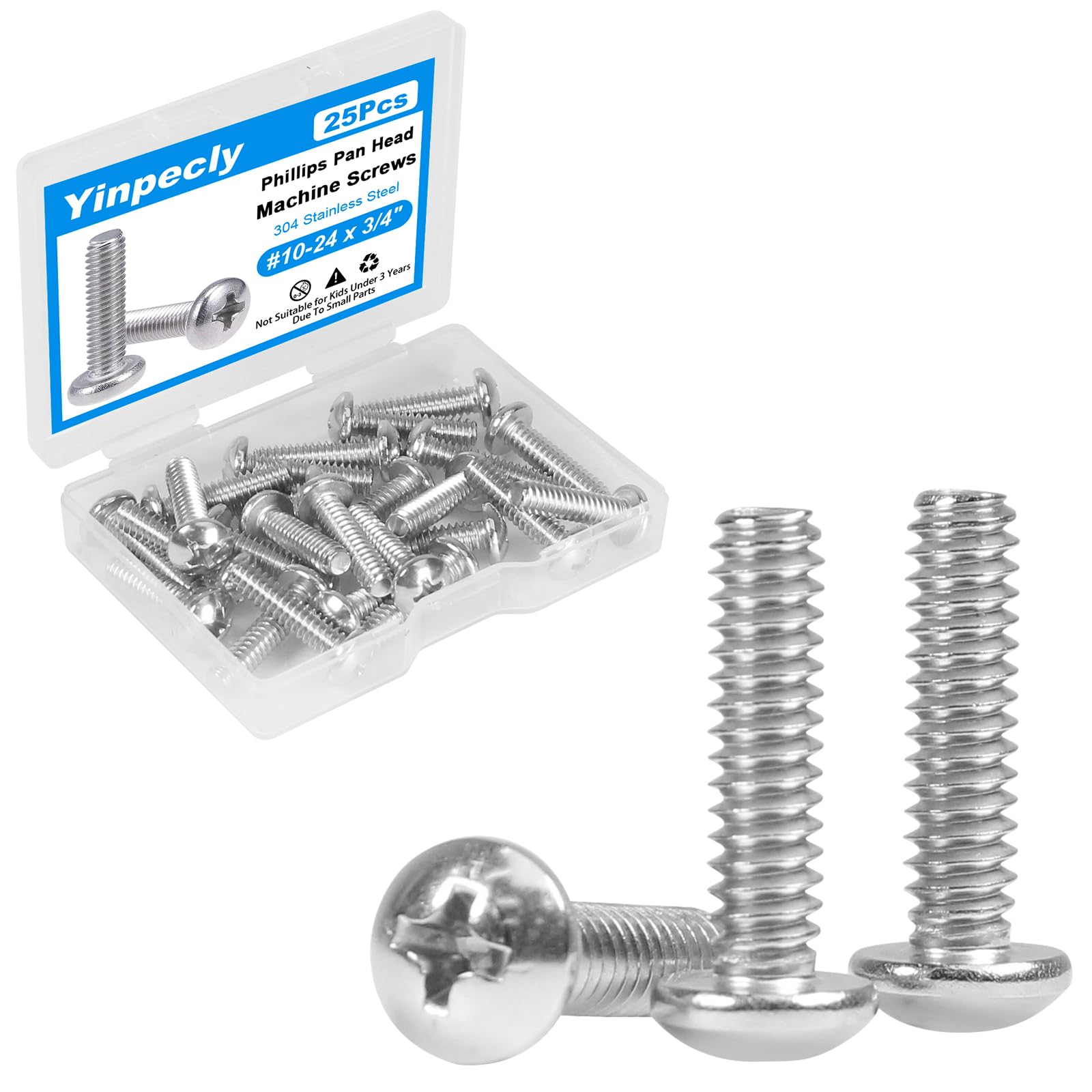 Stainless Steel Machine Screws - 25 Pack #10-24 x 1 -14