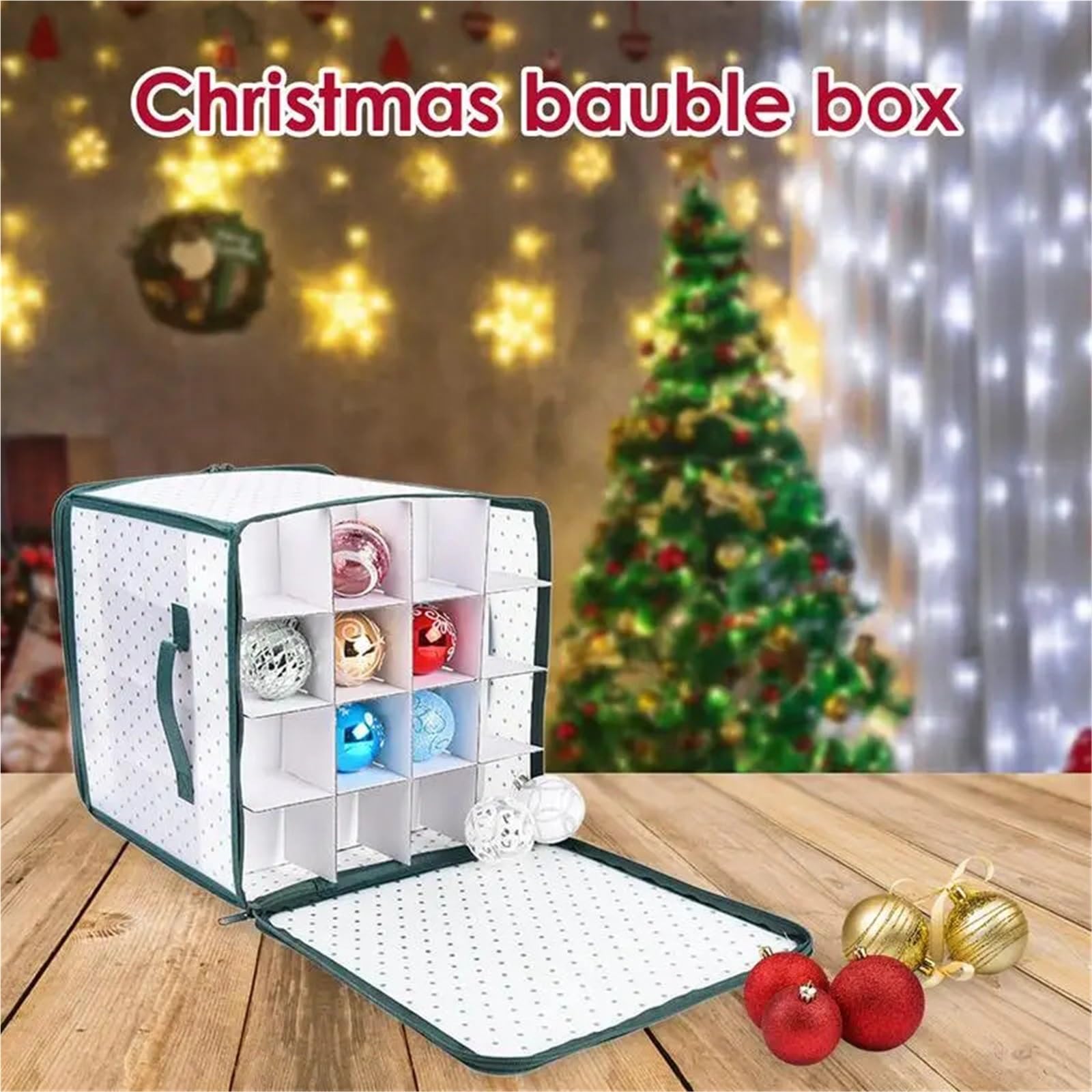 Organizer FüR Weihnachtsschmuck Christbaumkugel-Aufbewahrungsbox, Weihnachtskugel-Box, Behälter, grüner Punktdruck, Weihnachts-Aufbewahrungsbehälter, Organizer-Tasche for Geschenkpapier FüR Weihnachte