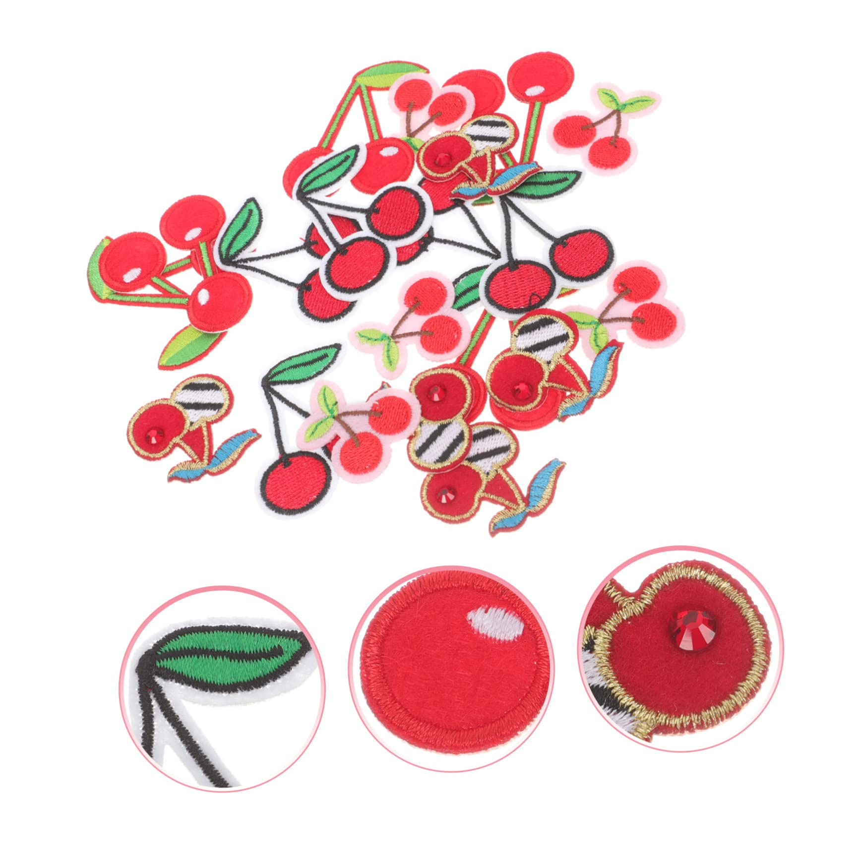 SHINEOFI 100 Piezas Coser En Material De Costura Coser En Insignia Pegatinas De Costura De Cerezas Apliques De Ropa Bordada Cereza Ropa y Accesorios Poliéster