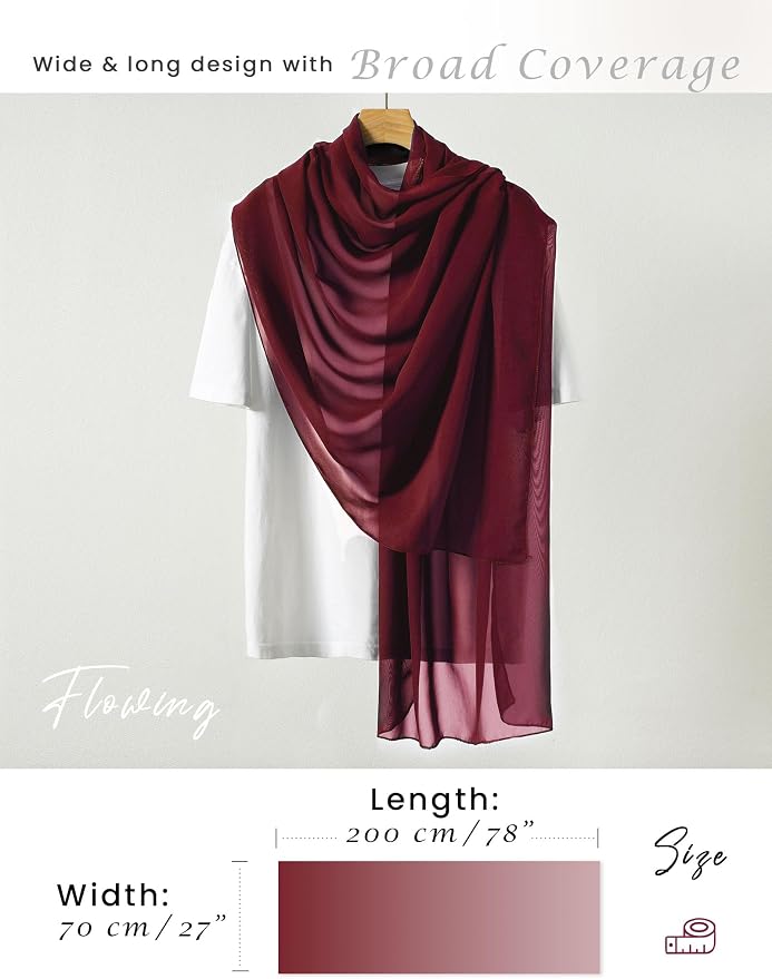 Pashmina mujer color burdeos ligera y suave miniatura 5