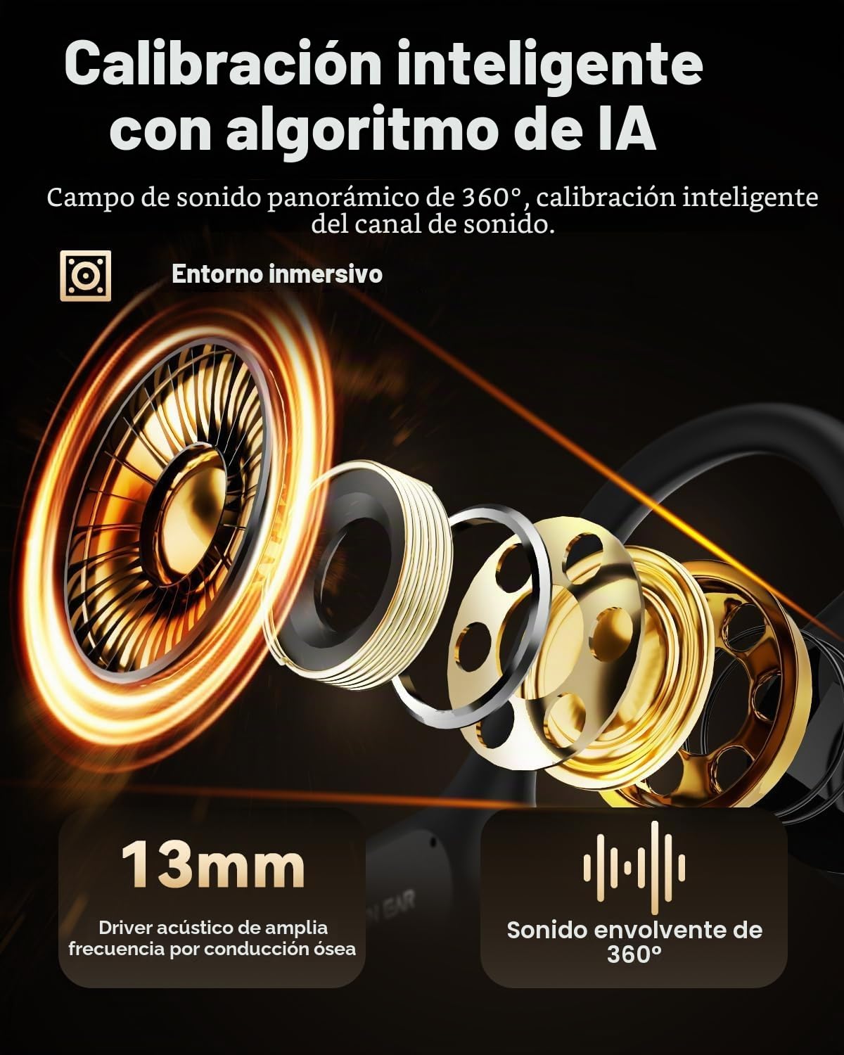 ANSTEN Auriculares Conducción Ósea Bluetooth 6.0 IPX8 Impermeable | Auriculares Óseos Inalámbricos Deportivos Open-Ear, Auriculares Deportivos Bluetooth para Running, Fitness, Ciclismo