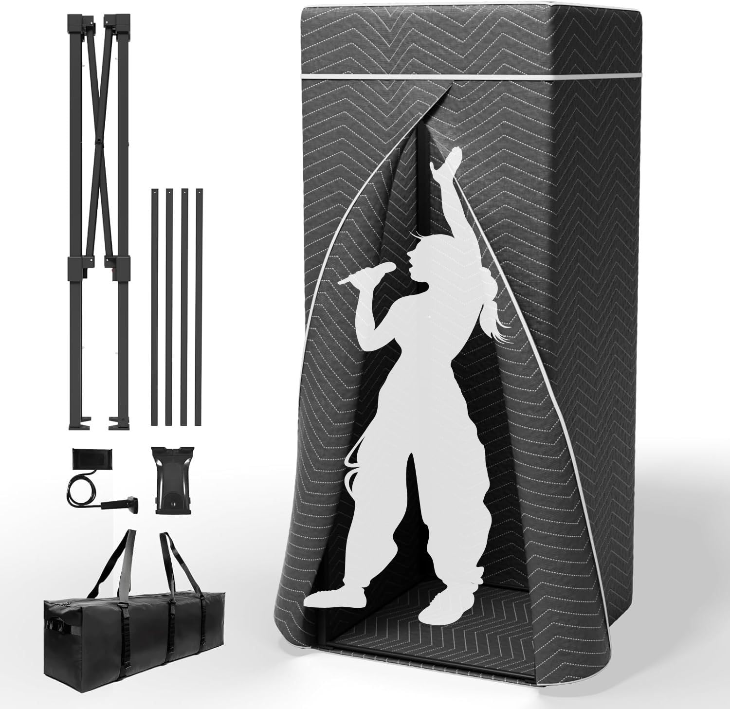 Cabina vocale portatile, cabina di registrazione senza eco, scudo insonorizzante, cabina di isolamento pieghevole con borsa da viaggio per voice over, podcasting, musica, home studio