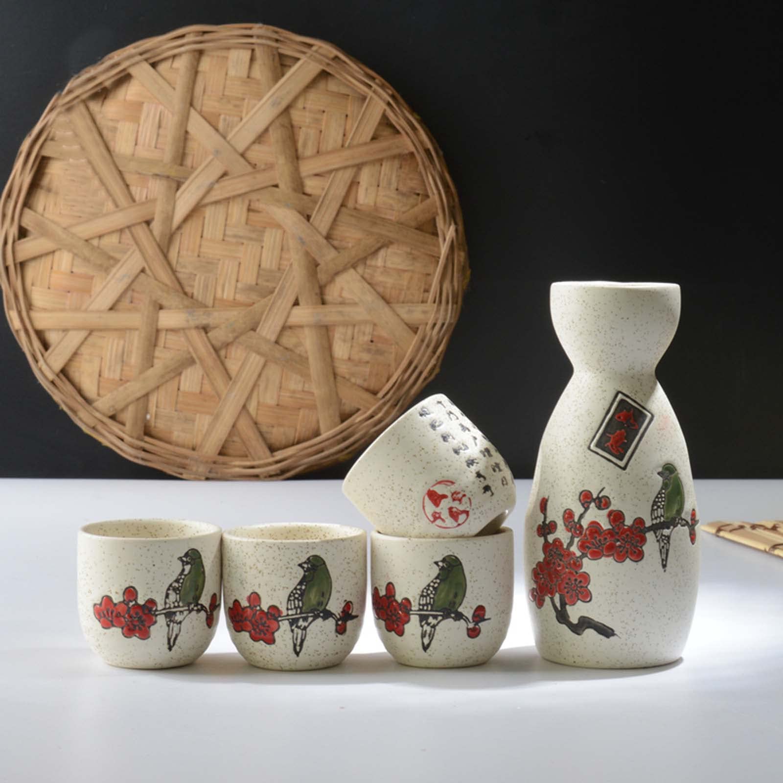 Set De 7 Tasses à Saké Et Pichet Japonais En Céramique - Service Dégustation Vin Thé