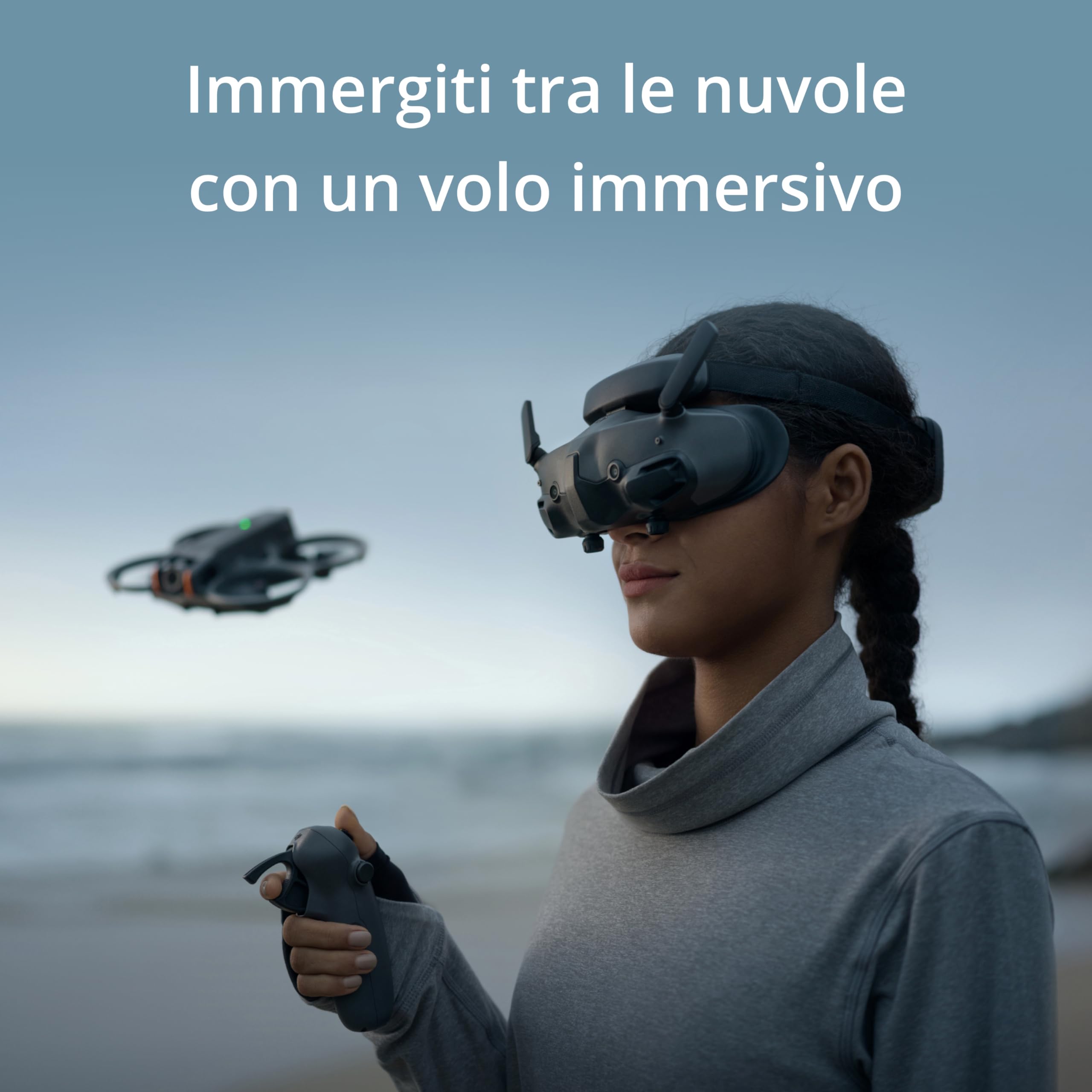 DJI Goggles 3, visore FPV con straordinari schermi micro OLED, esperienza di volo immersiva, trasmissione video O4 HD, diottrie regolabili, streaming wireless, visore per drone