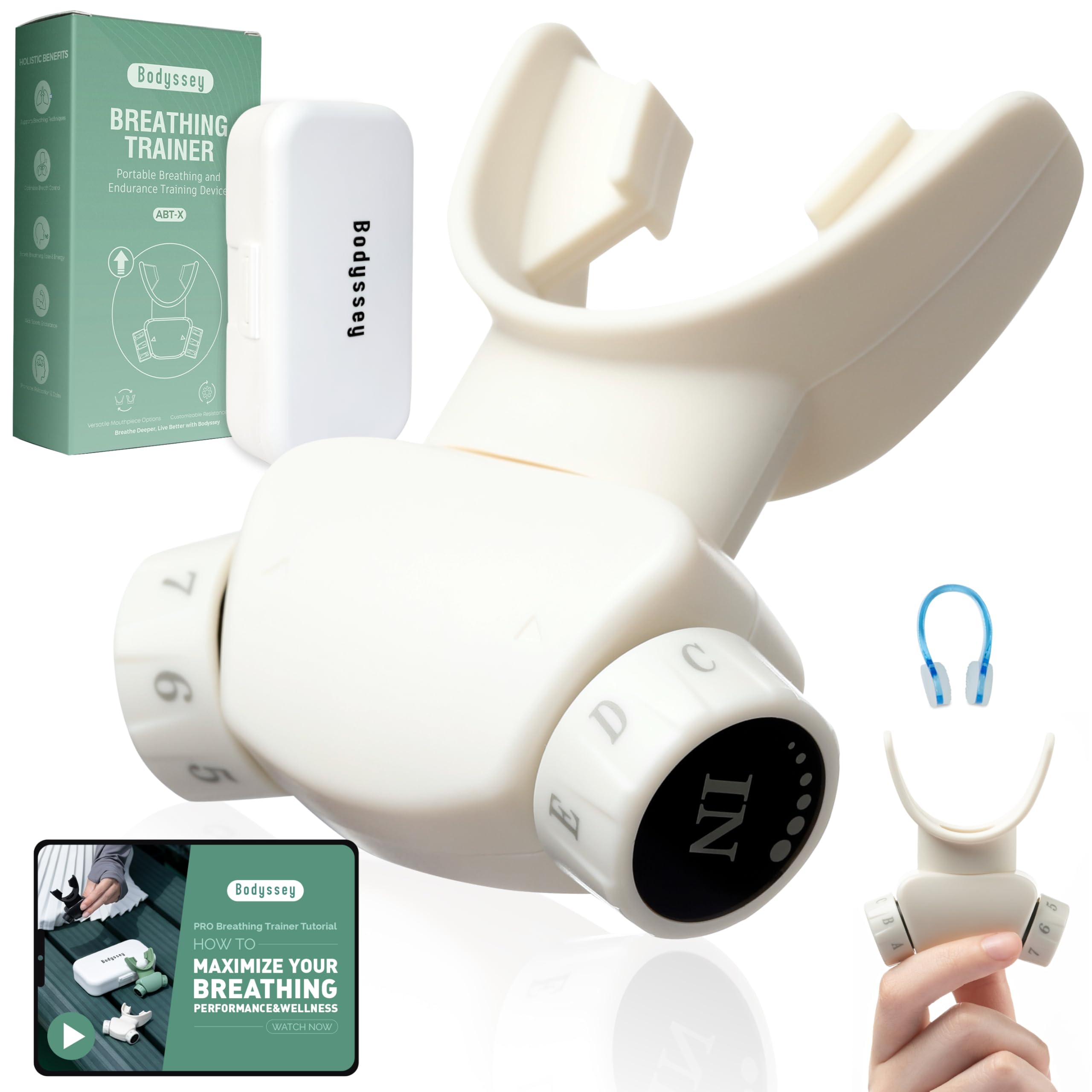 Breathing Trainer Premium Silicone Trainer Boost Breathing Patterns Adjustable Resistance Levels Compact Portable and Easy to Maintain White