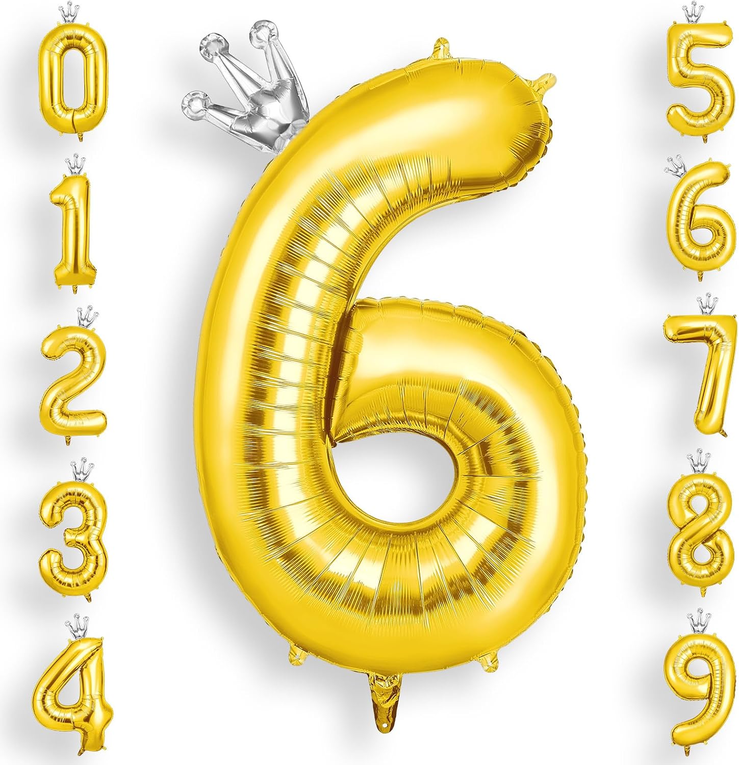 Geburtstag Zahlen Luftballon 6 Gold 40 Zoll Geburtstagsdeko Ballon 6 Riesige Folienballon mit Krone Helium Ballons f r M dchen Junge Geburtstagsparty Deko Jubil um Deko