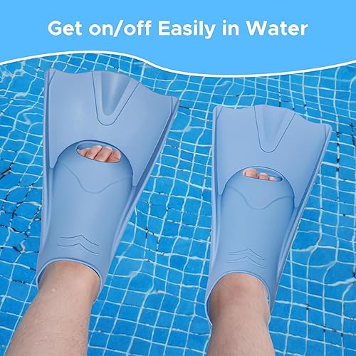 Miniatura 2 de Aletas de esnórquel con hebillas ajustables, aletas cortas de natación para esnórquel, buceo, natación, adultos, hombres y mujeres, tacón abierto