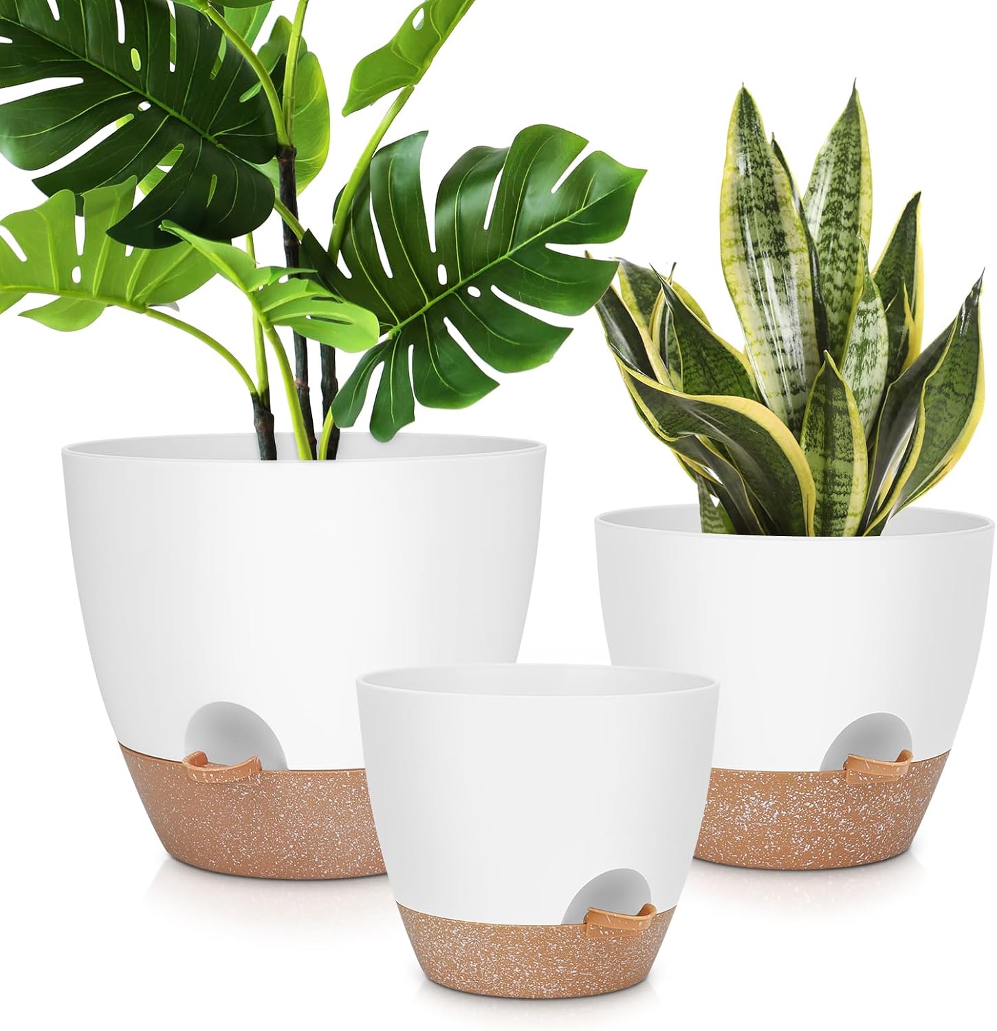 12" 10" 9" Large Plant Pots, 3 Pack Flower Pots Planters with Multi Mesh Drainage Holes for Indoor Outdoor Garden Plants and Flowers