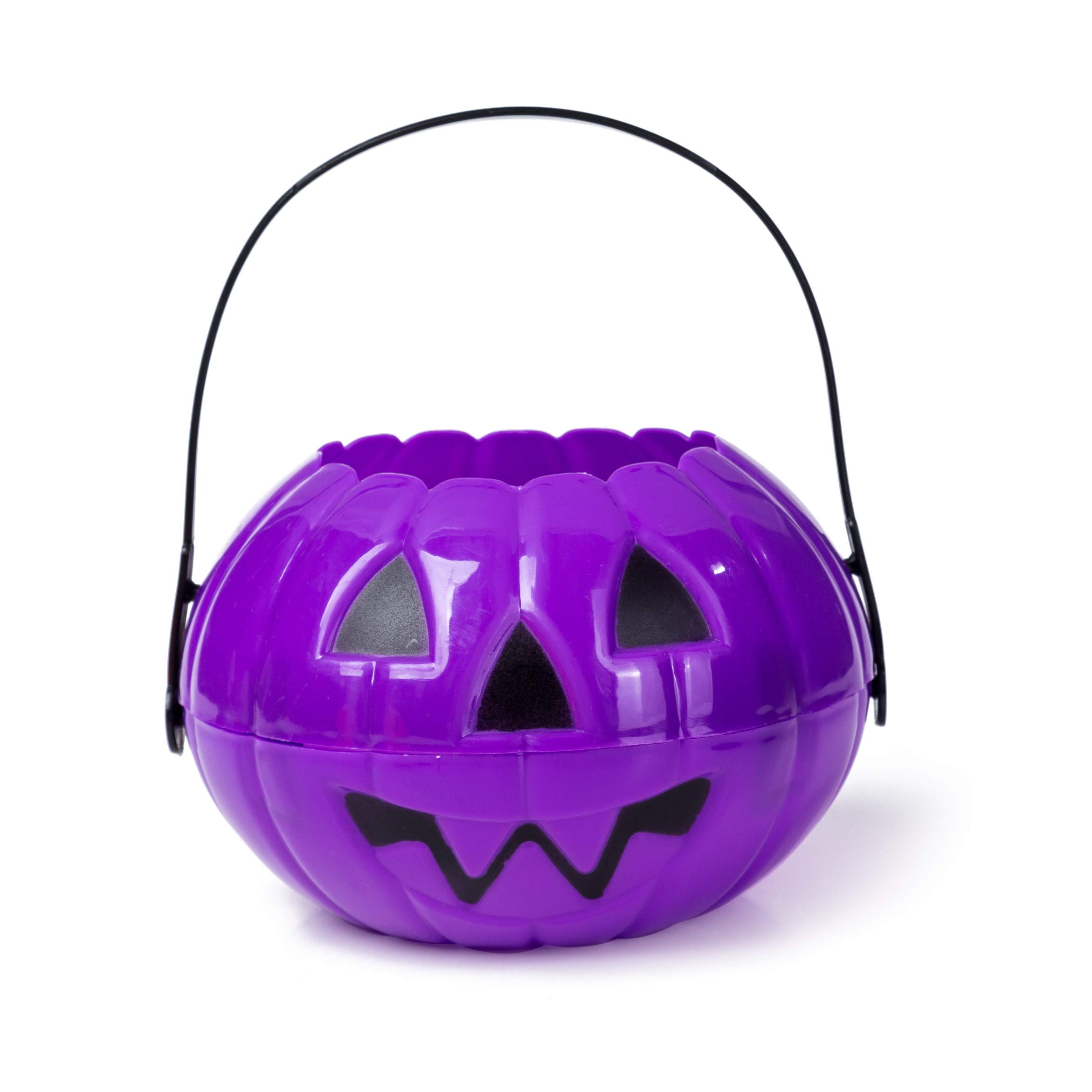 Large Halloween Pumpkin 7 Inch Jack O Lantern Trick or Treat Bucket Purple Kids Candy Bin Party Supplies Decoration Costume Accessories