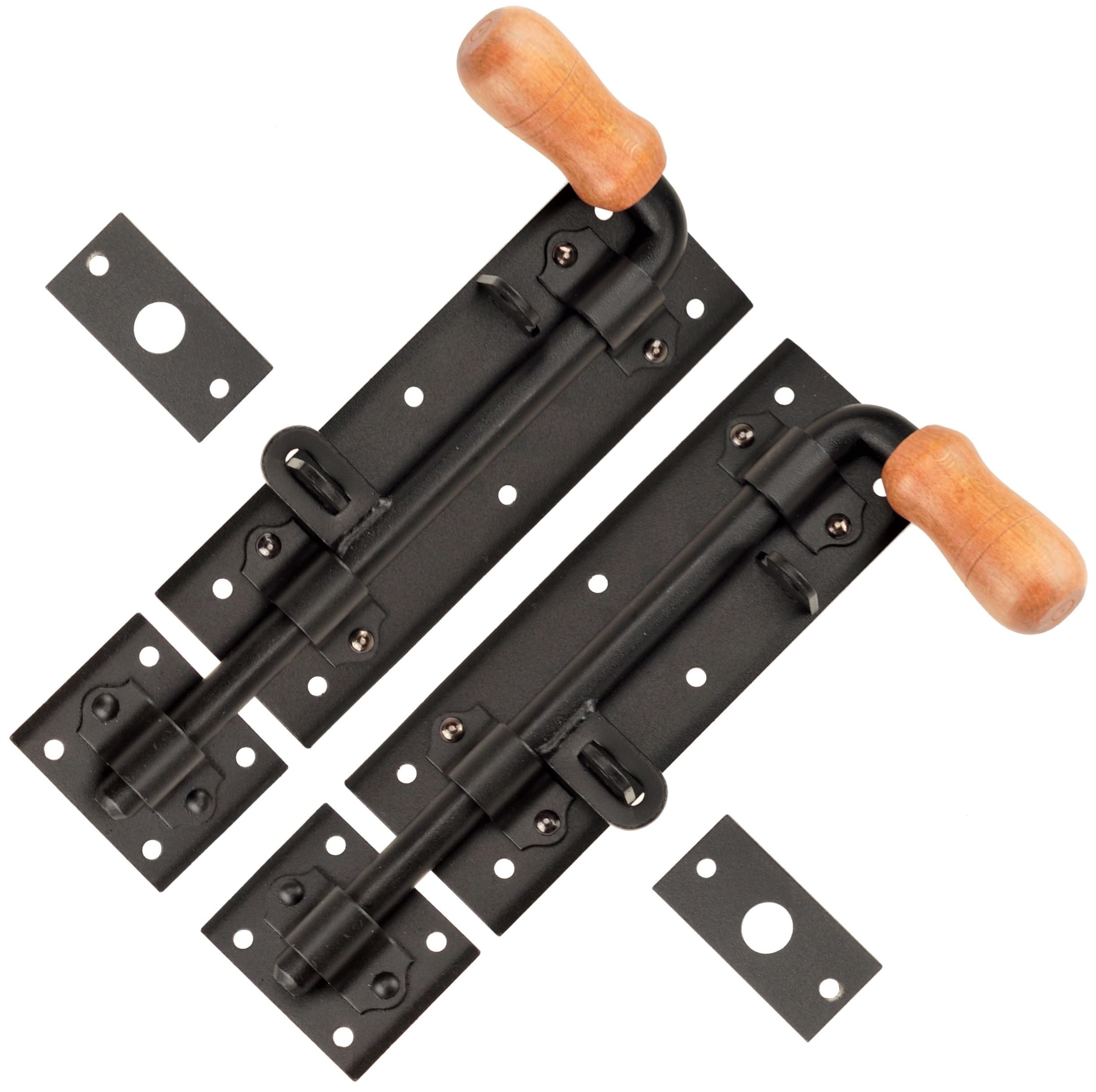 Catenacci per cancelli, 2 pezzi x 280 mm, neri, catenaccio per porta, serratura per porta, catenaccio, catenaccio per cancello da giardino