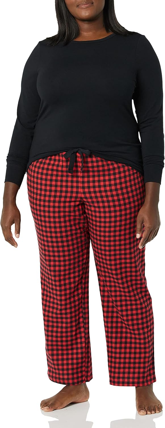 Amazon Essentials Women's Lightweight Flannel Pant and Long-Sleeve T-Shirt Sleep Set - Image 3