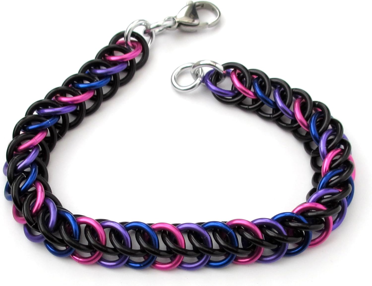 Bisexual pride bracelet - Chainmail LGBTQ jewelry - Handmade gift for friends