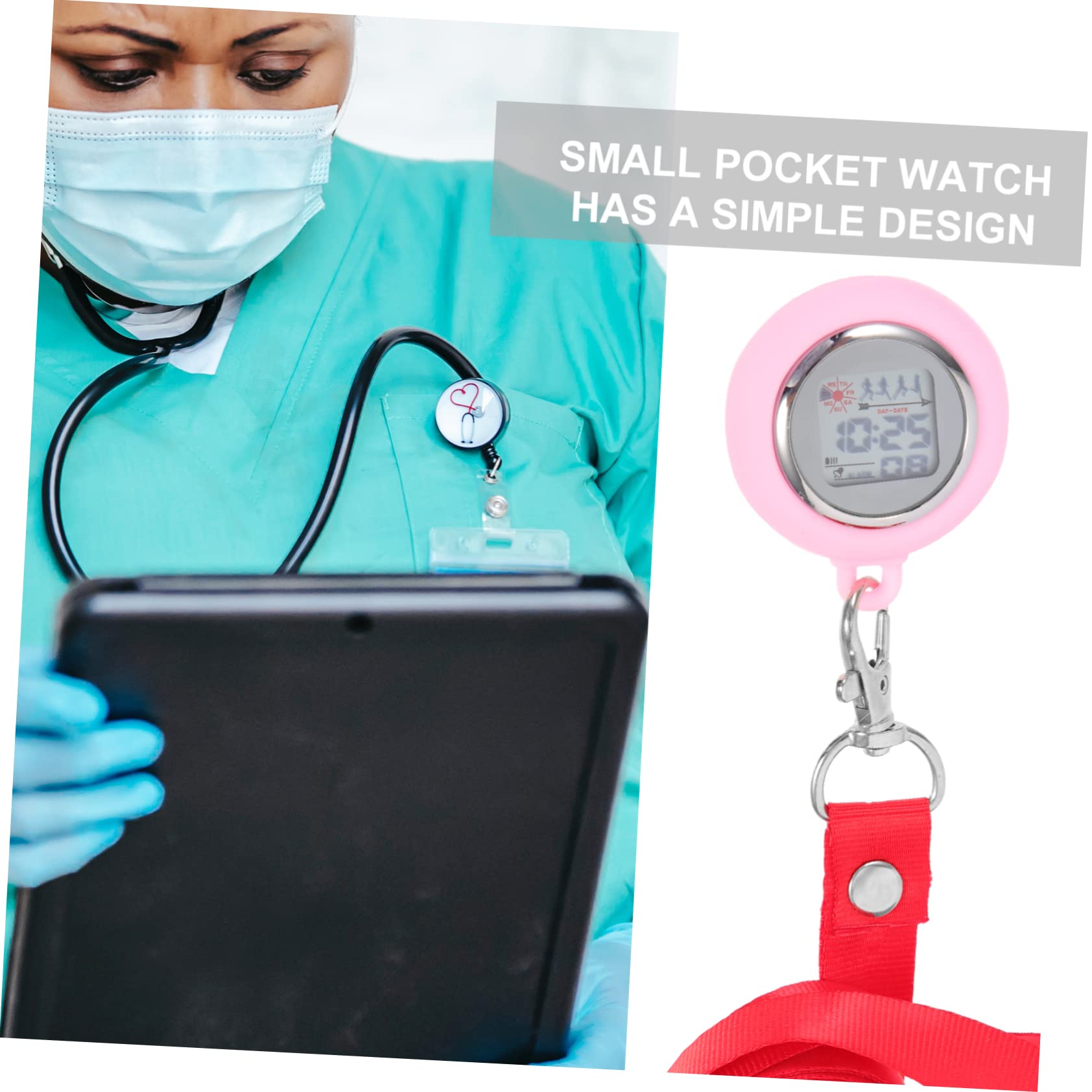 Mikikit 2 Stücke Handuhr Arzt Hals Digitalen Kalender Timing Schlüsselbund Anhänger Leuchtende Krankenschwestern Studenten Seil LED Pflege Revers Frauenkrankenschwestern Für Einfache