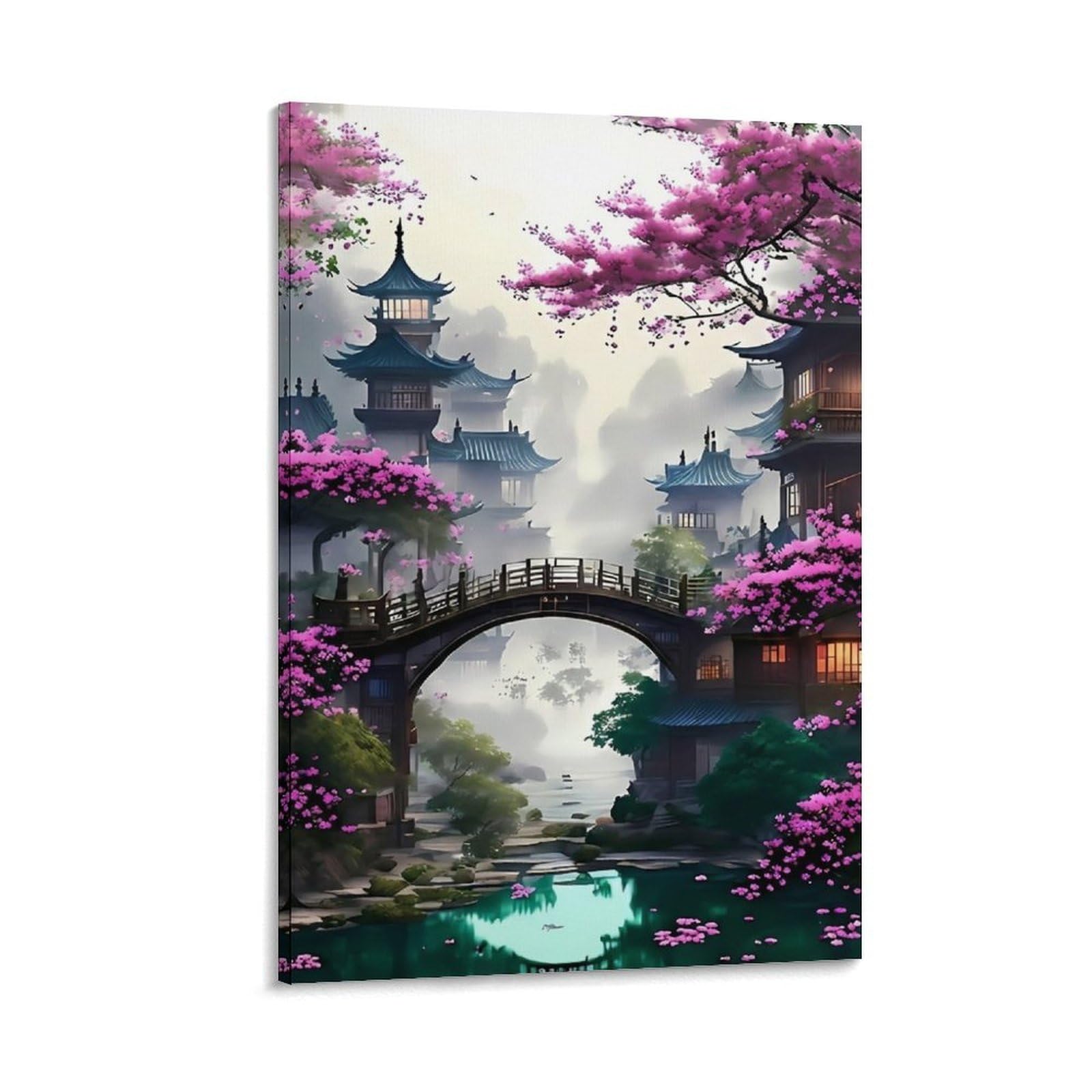 DHBANEIOK Eastern Fantasy Landscape Wall Decor Poster Giclee Canvas Prints Modern Wall Art Picture Wall Hanging for Bathroom Wall Decor 08x12inch(20x30cm)