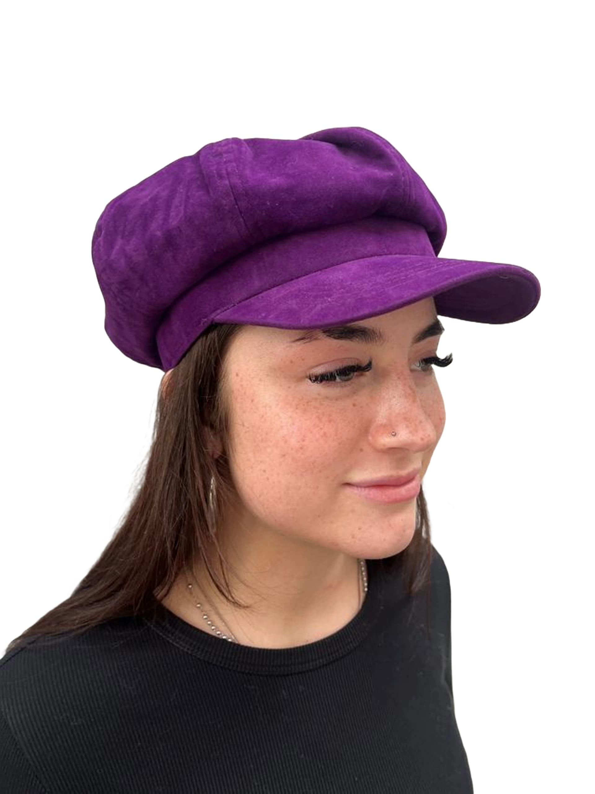 CRAGGI Baker Boy Hat Newsboy Cap Purple Velvet Ladies Hat, Purple, one size fits most