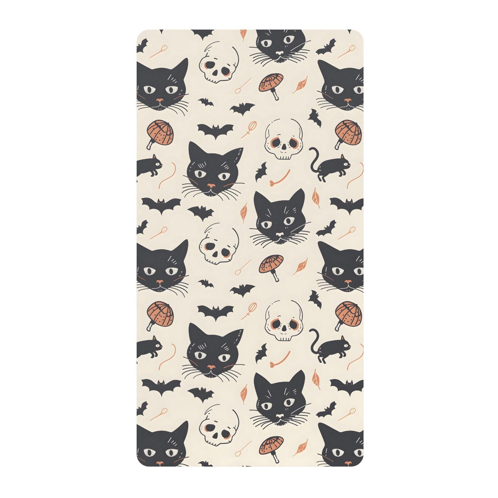 Drap-housse pour lit de bébé motif chat et crânes pour garçons et filles, 71,1 x 132,1 cm