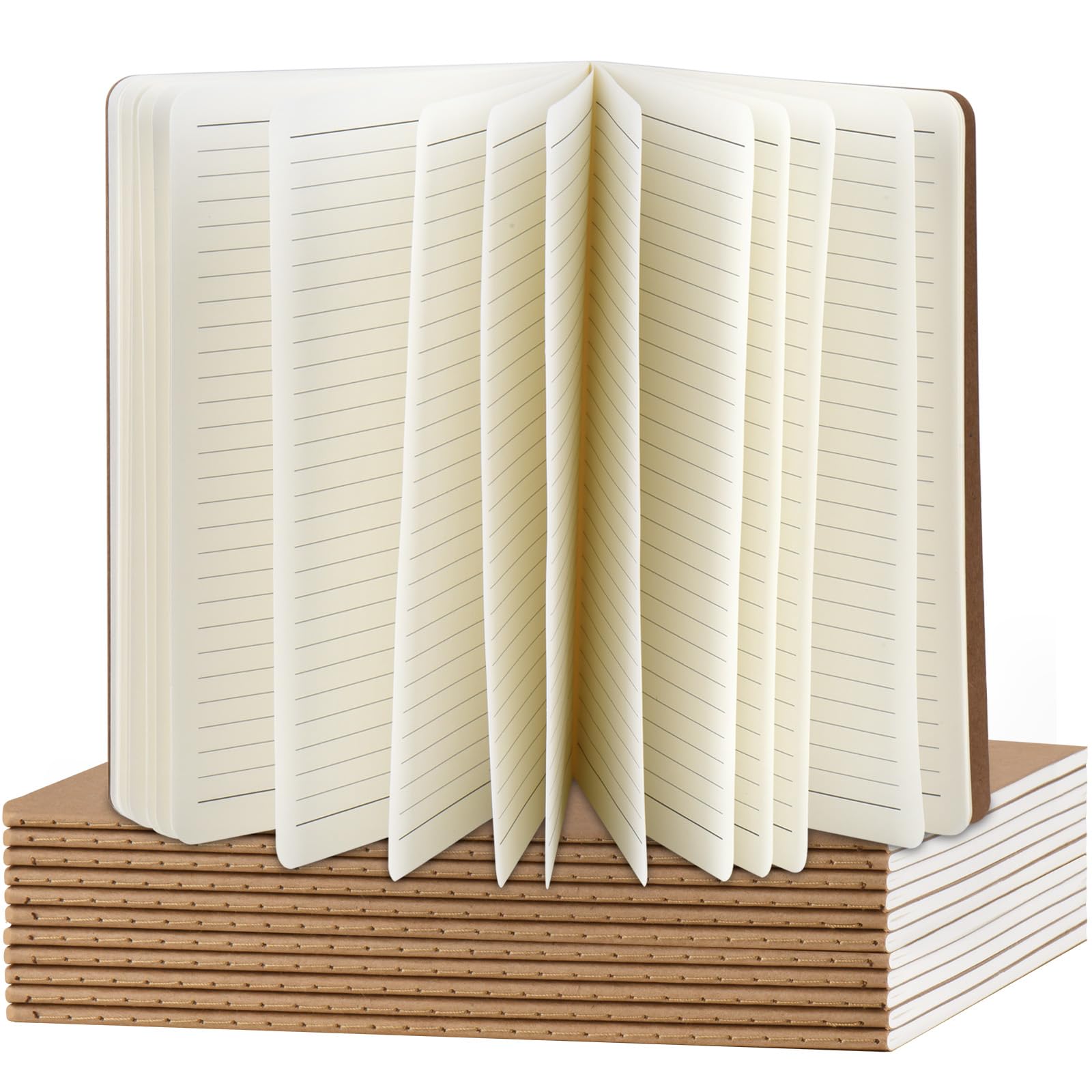 ZCZN Quaderno A5 Rigo 12 Pezzi Copertina Kraft, 30 Fogli/60 Pagine, 20.6x13.7 cm, Marrone