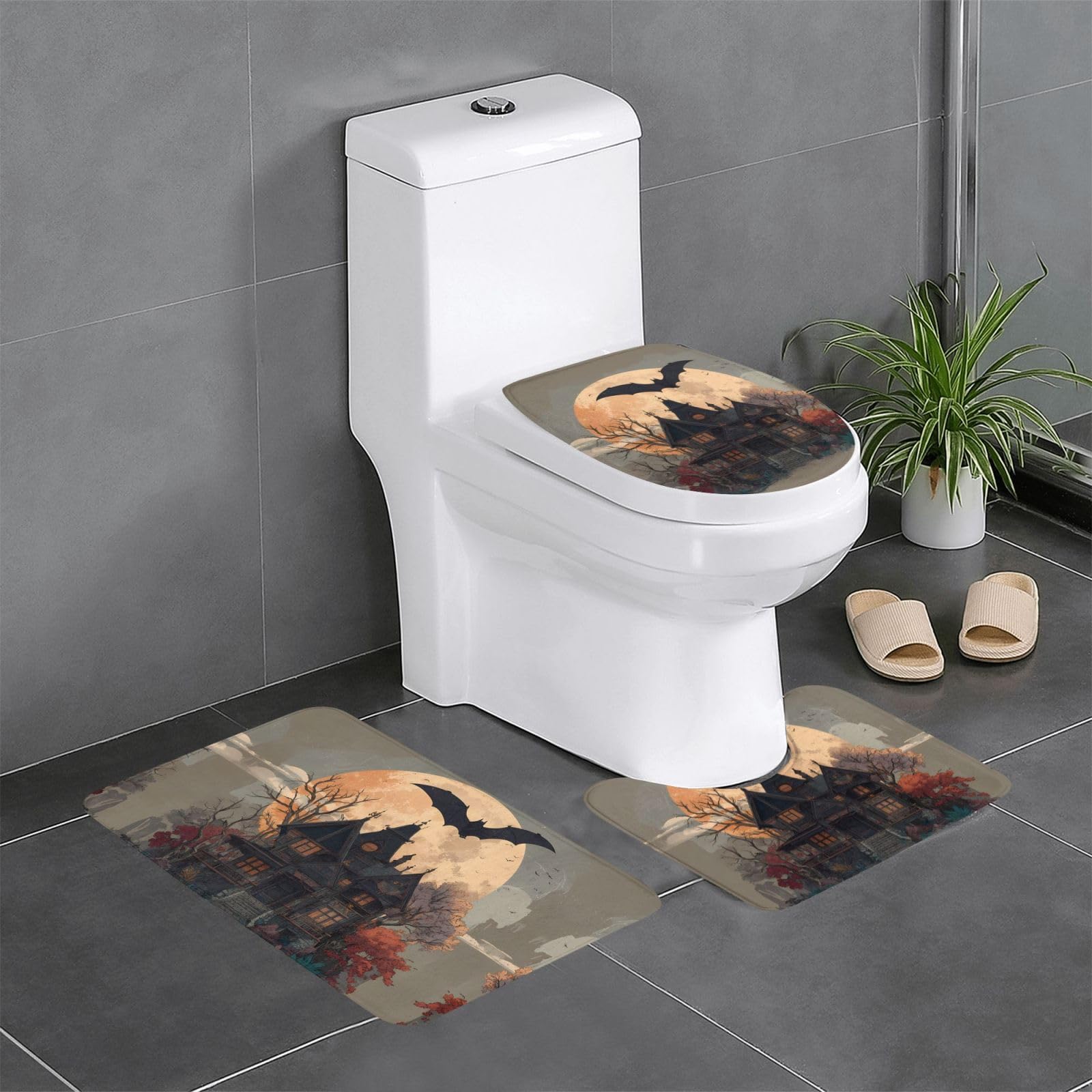 Tapis de salle de bain antidérapant 61 x 40,6 cm rectangulaire en U et O