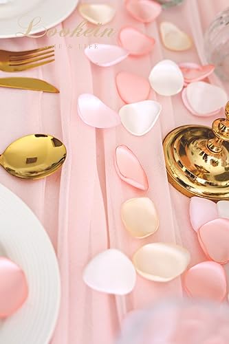 Miniatura 3 de Lookein 300 pétalos de rosa de satén para boda, cesta de flores, centros de mesa, pasillos, corredores, fiestas, confeti, despedida de soltera,