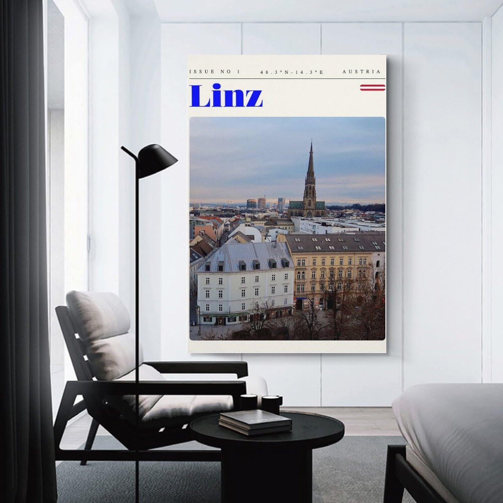 Junmoney Wall Decor Canvas Print Linz Austria Travel Art, 20x30inch(50x75cm), for Front Hall, Corridor Or Welcome Spaces, A Neat Decor Update for Hallways