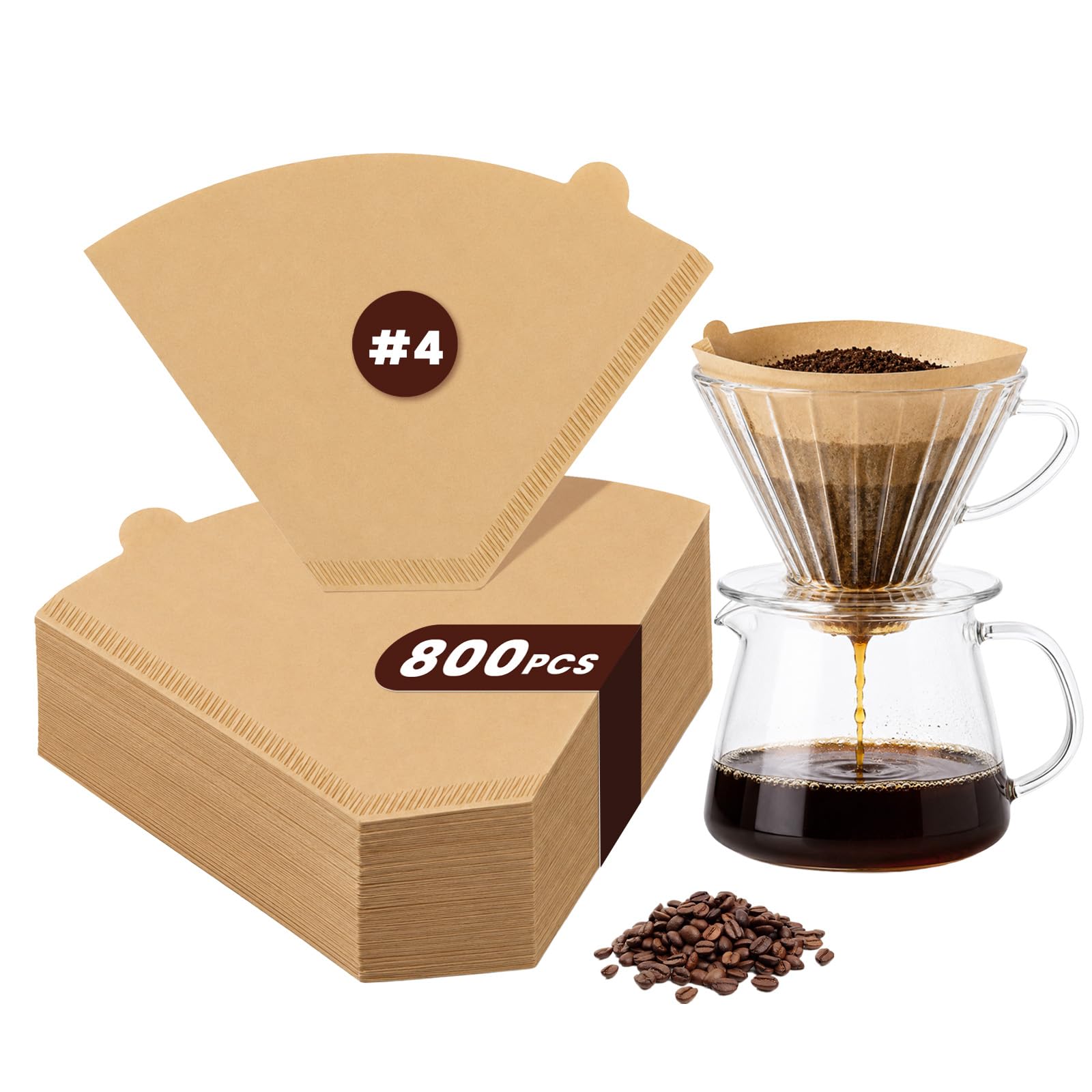 Kaffeefilter #4 Kegel, 800 Stück #4 Kegel-Kaffeefilter für 8–12 Tassen, Einweg-Papier-Kaffeefilter zum Übergießen von Kaffee, tägliches Brauen zu Hause und im Büro