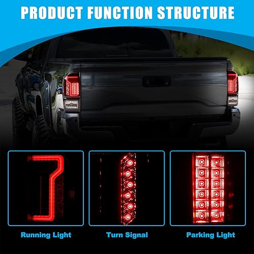 Miniatura 5 de CPW Luces traseras compatibles con Toyota Tacoma 2016 2017 2018 2019 2020 2021 2022 y 2023 luces traseras de barra de tubo LED lente transparente