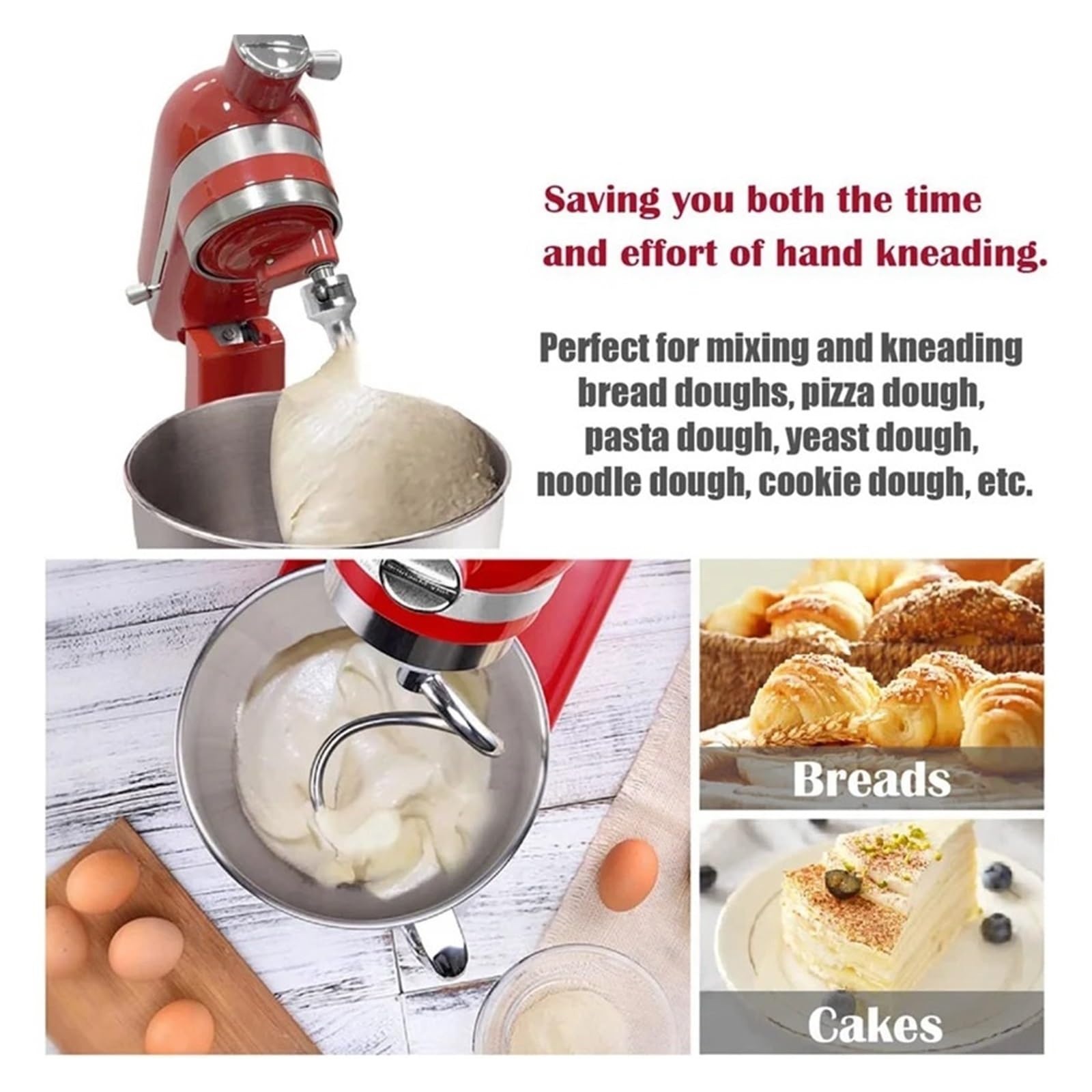 Spiralny hak do ciasta 4,5-5 kwarty Mikser stojący z odchylaną głowicą, wymiana haka do ciasta przystawką Kompatybilny dla Kitchenaid