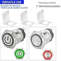 Vista 7 de Cubierta para interruptor de botón de 0.630 in, seguridad transparente, protector de tapa de interruptor de botón de encendido, para orificio