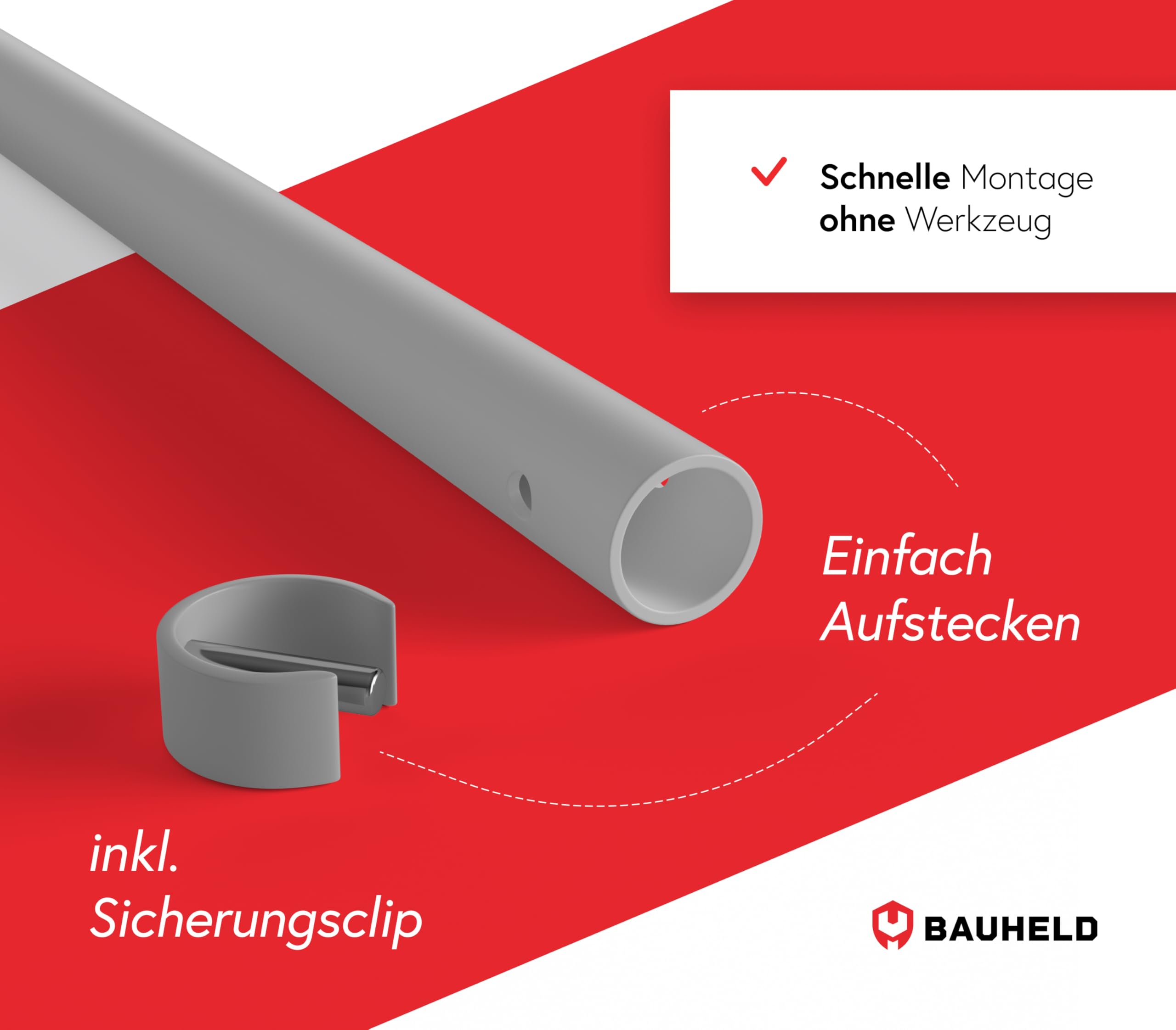 BAUHELD Kurbelstange für Rolladen 100cm [Made in Germany] - Hand-Kurbel für Gelenklager mit Ø11.9mm Zapfen - Rolladenkurbel aus rostfreiem Aluminium - Ergonomischer Handgriff - Grau - RAL7035
