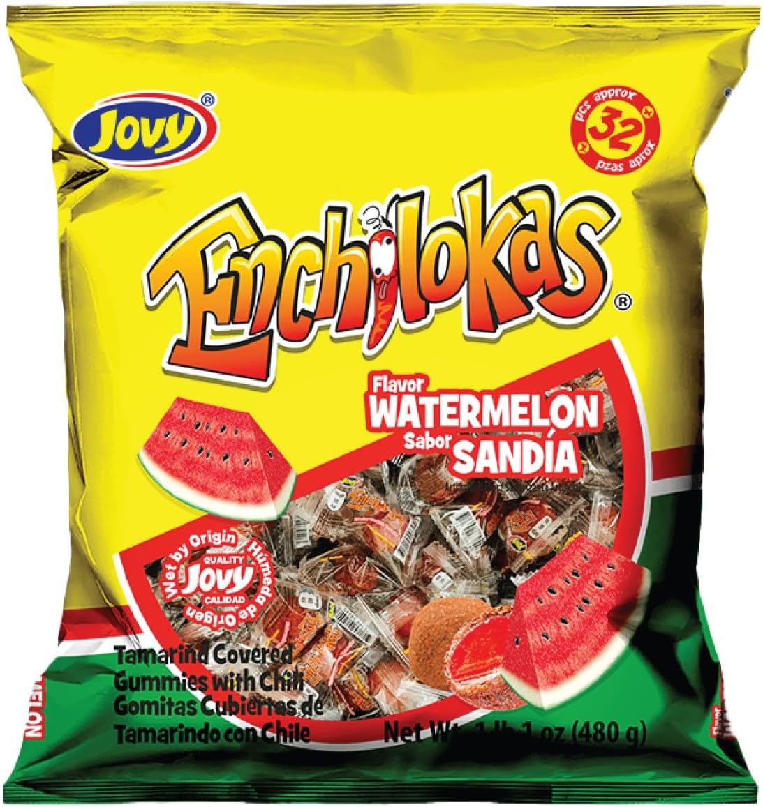 Jovy Enchilokas Watermelon Flavor - Boldly Sweet, Spicy, and Absolutely Irresistible (1lb, 32 ct)
