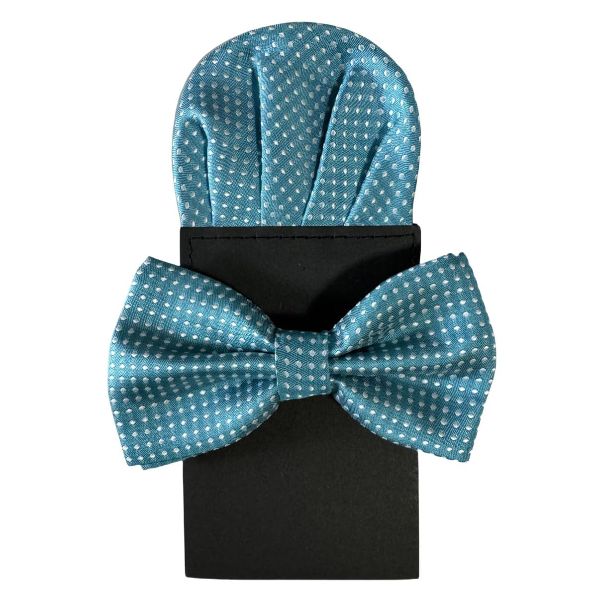 Szzqdzsw Men's Lake Blue Pre-Tied Polka Dots Bow Tie Pocket Square Wedding Party Tuxedo Bowtie Set (Lake Blue)