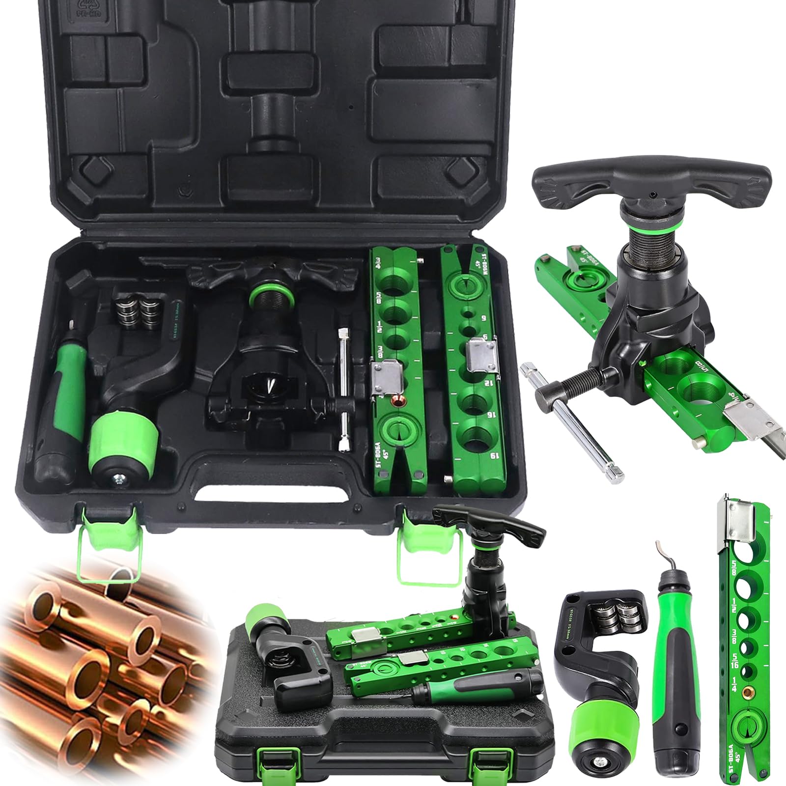 Utensili Svasare, Kit Utensile Per Svasare 5 In 1 Strumento Per Svasare Linea Freno Per Tubo Rame 1/4"-3/4" E 6-19mm Strumento Per Svasare Eccentrico A 45° Con Tagliatubi Per Tubi Acqua 5-32 MmTubi