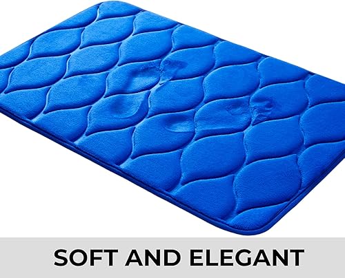 Miniatura 3 de Juego de 2 alfombras de baño suaves de espuma viscoelástica de color sólido con diseño ovalado en relieve, respaldo de PVC antideslizante