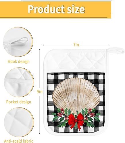 Miniatura 3 de Juego de 5 agarraderas de tela de toalla de Navidad para cocina, antideslizantes y aislantes de calor, juego de agarraderas de tela de toalla con