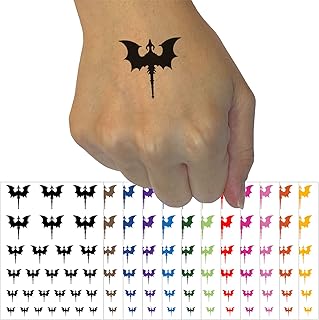 Flying Dragon with Wings Spread Temporary Tattoo Water Resistant Fake Body Art Set Collection - Light Pink (One Sheet)