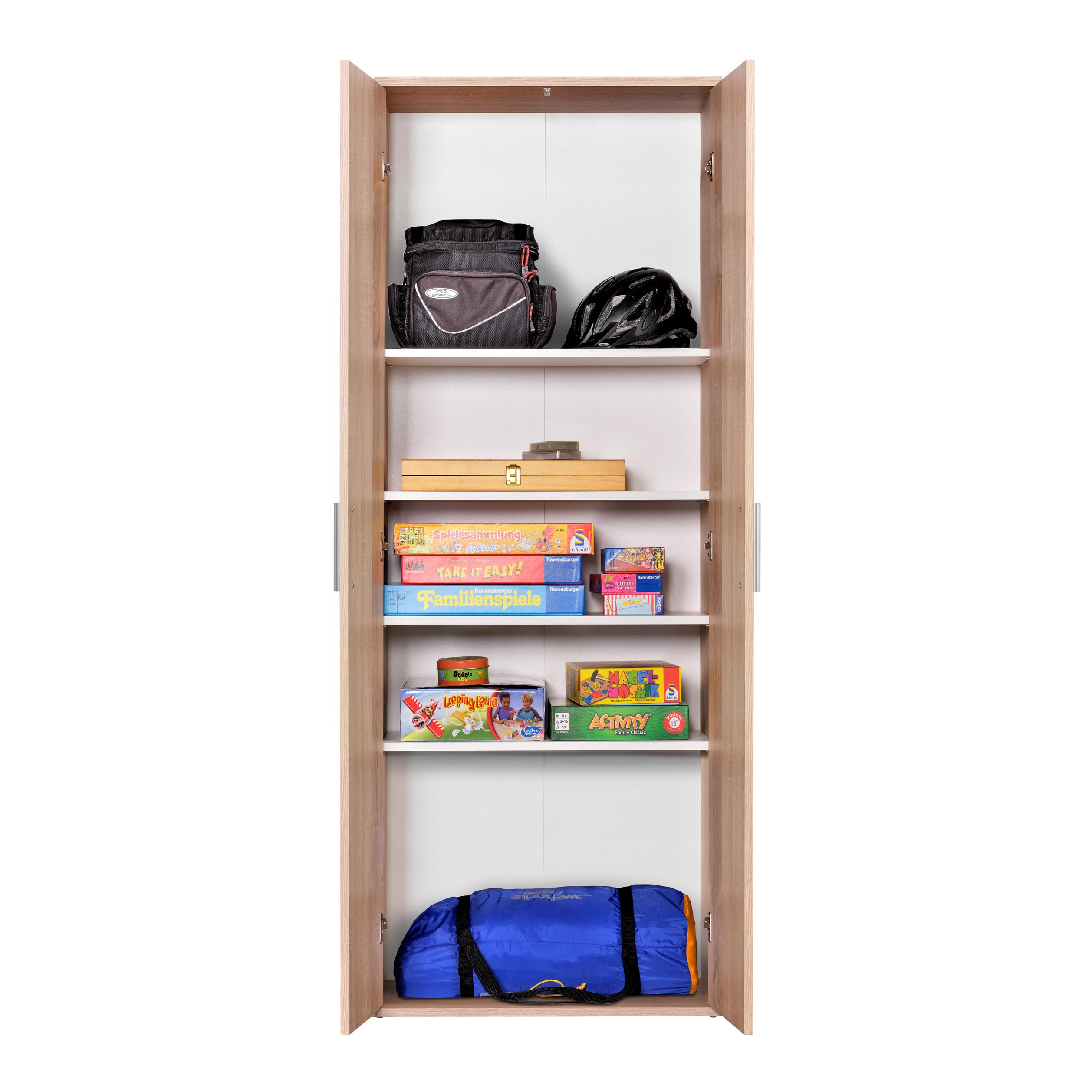 AVANTI TRENDSTORE Montanaro - Armadio multiuso in legno laminato con 2 ante a battente e 4 ripiani, disponibile in 3 colori diversi. Dimensioni LxAxP ca. 60x180x34 cm