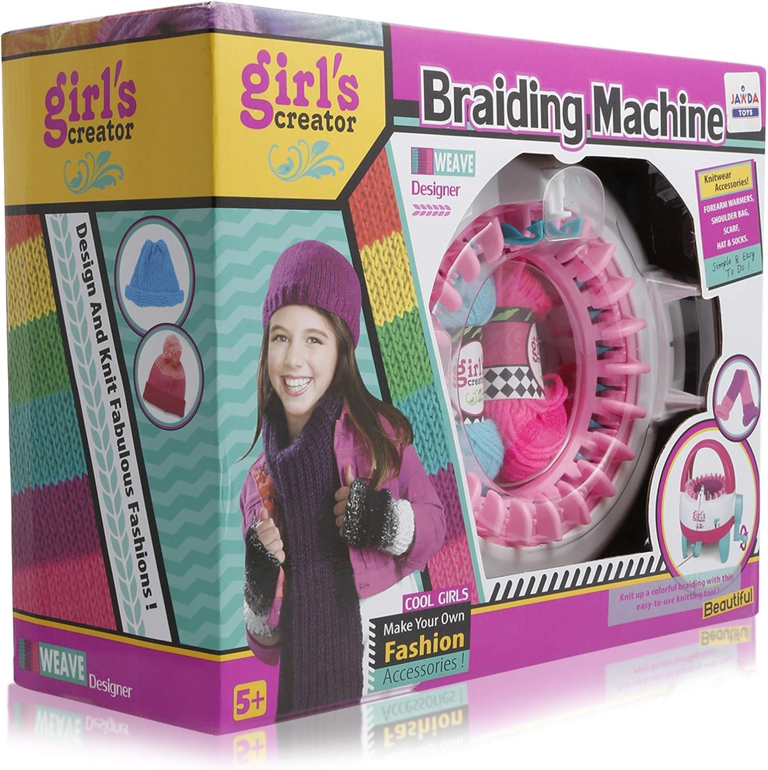 Ixora Girl’s Creator Braiding Machine Knitting Machine Kids Intellectual Weaving Loom Scarf Hat Socks Knitter Toy (Multi Color) 4