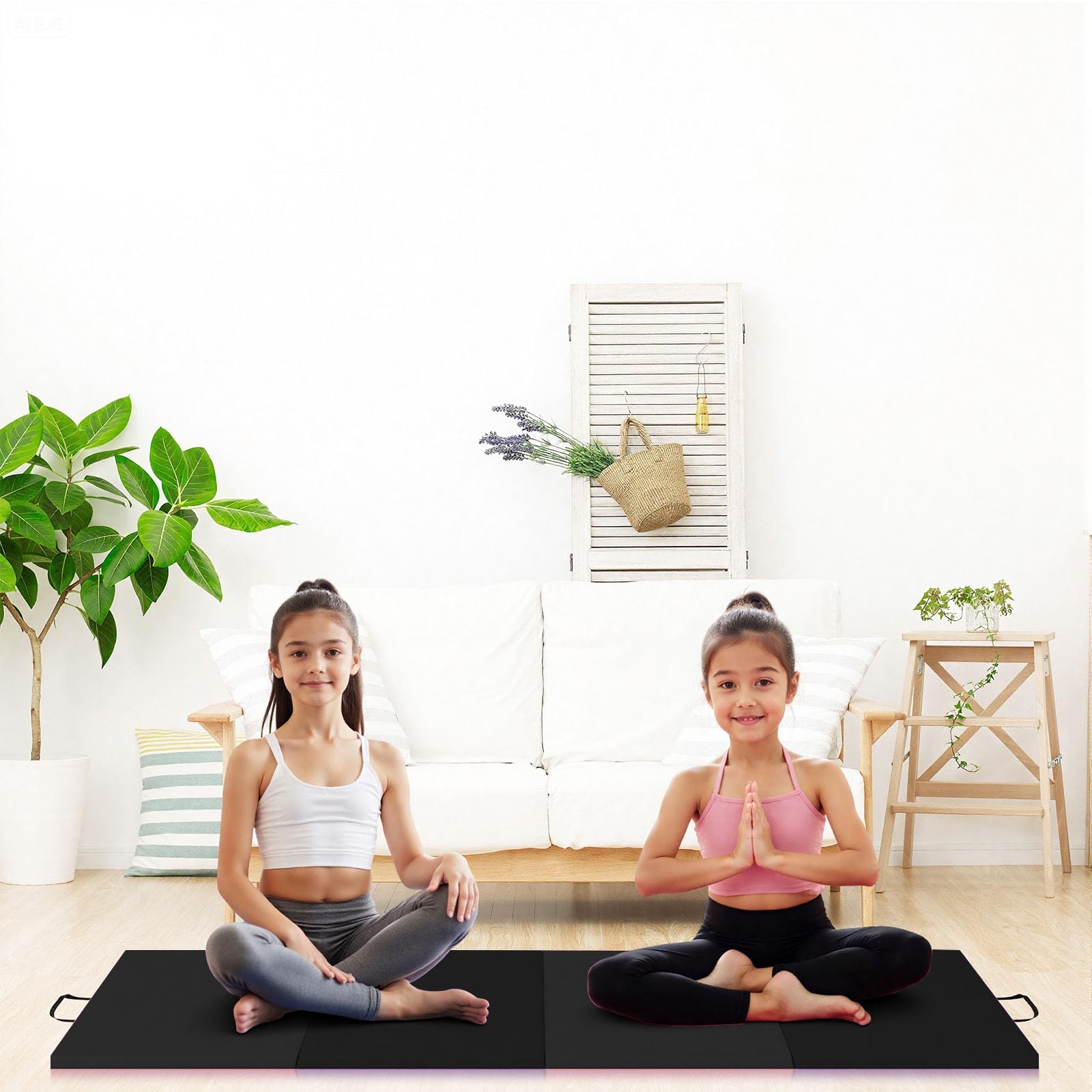 Tapis De Gymnastique Pliable En Cuir, 180x60x5cm (4 Volets),Tapis De Sport Portable Avec Poignées Pour Yoga, Fitness, Entraînement Enfant Et Adulte
