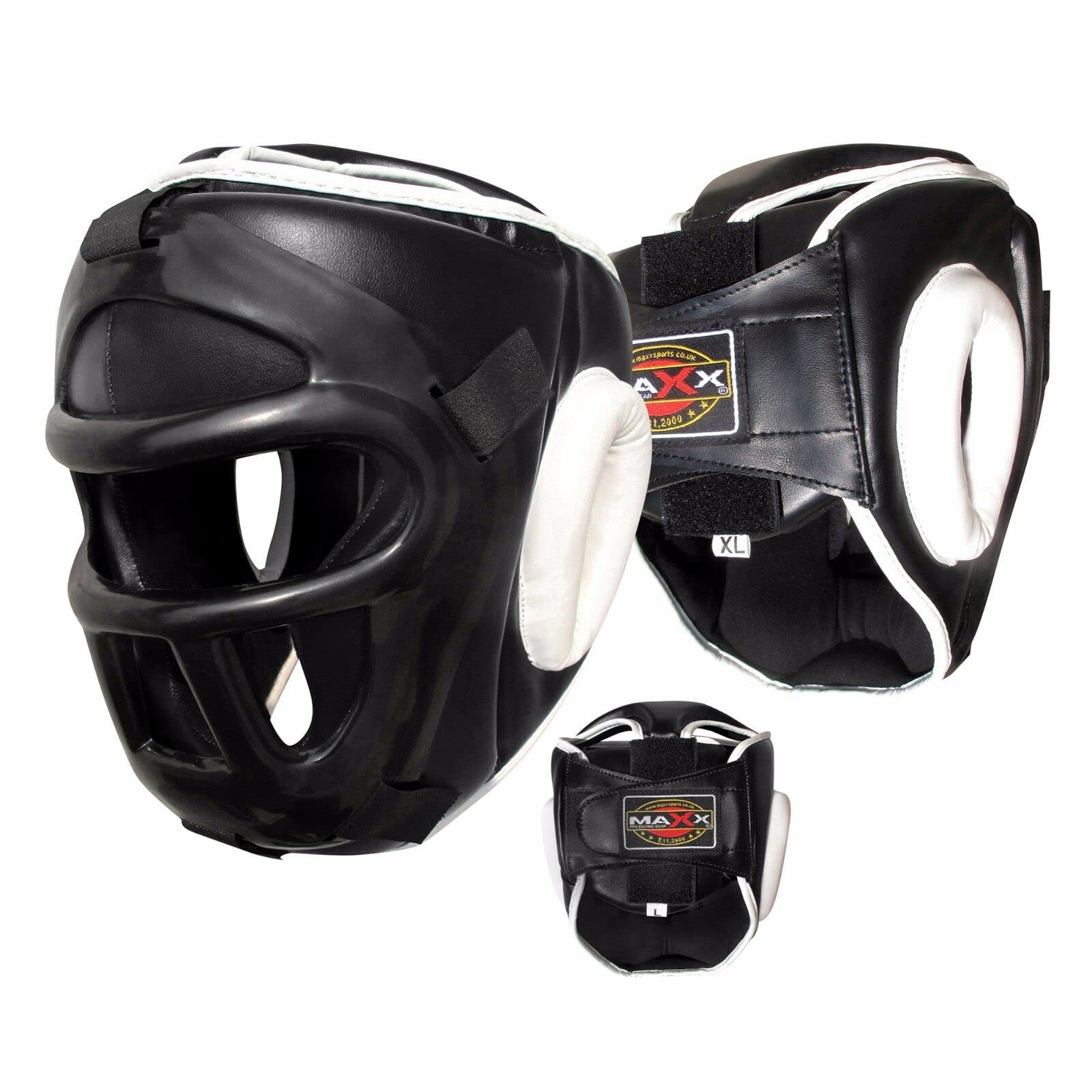 Head Guard Gril Helmet Boxing Headguards Martial Arts Gear Kick Pad Mma Ufc Maxx (Small, Black/White)