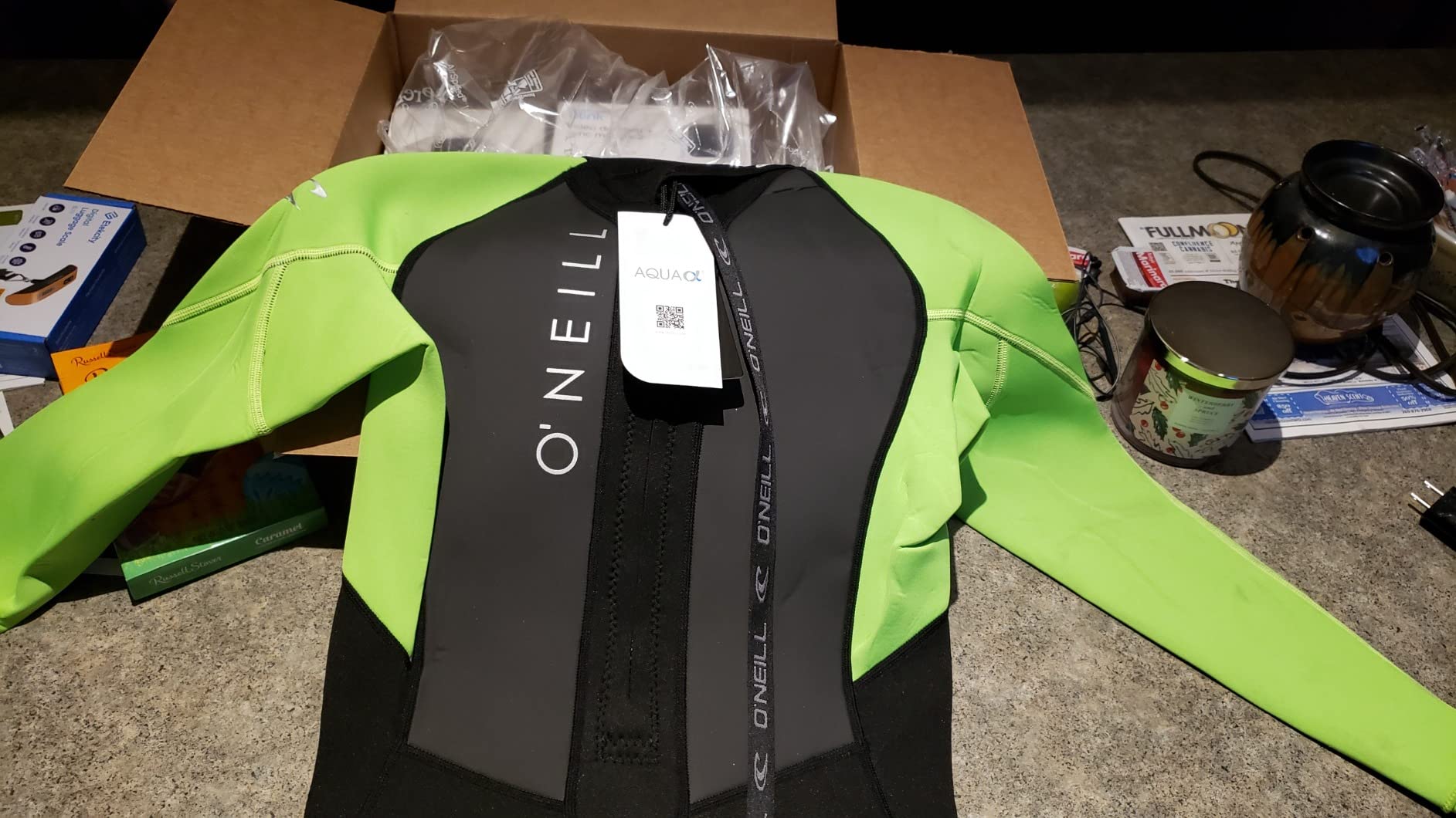 O'Neill Men's Reactor-2 3/2mm Back Zip Full Wetsuit Black/Ocean L