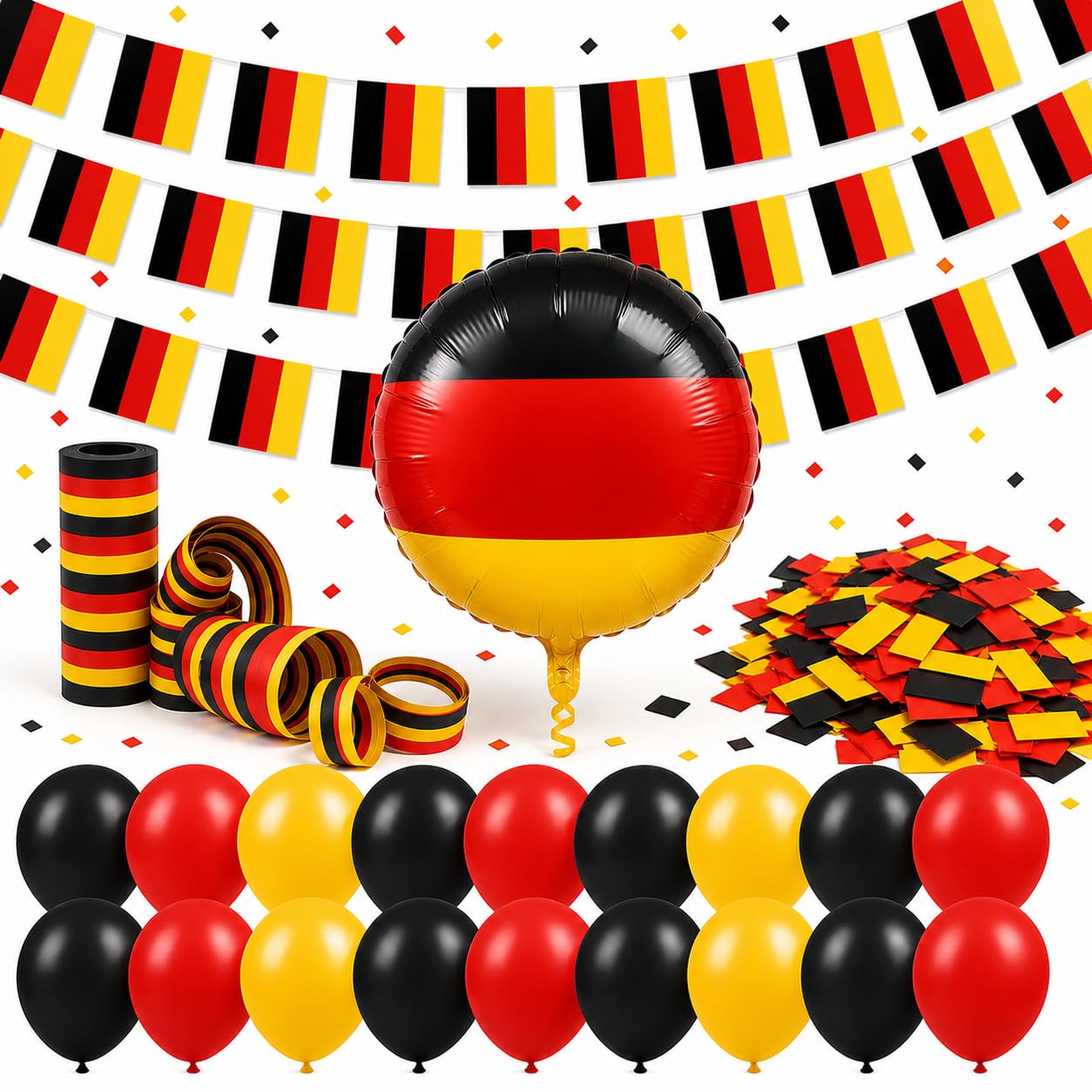 XXL Dekoset Fanartikel Deutschland Dekoration Set - Luftballons uvm. mit über 50 Teilen für Fußball WM 2026 - 1