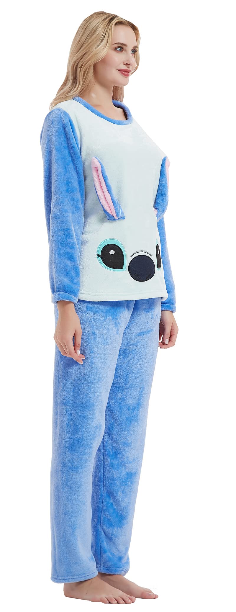 Pigiami Donna Pigiama Pile Lungo Pigiamone Tuta da Casa Unisex Maniche Lunghe