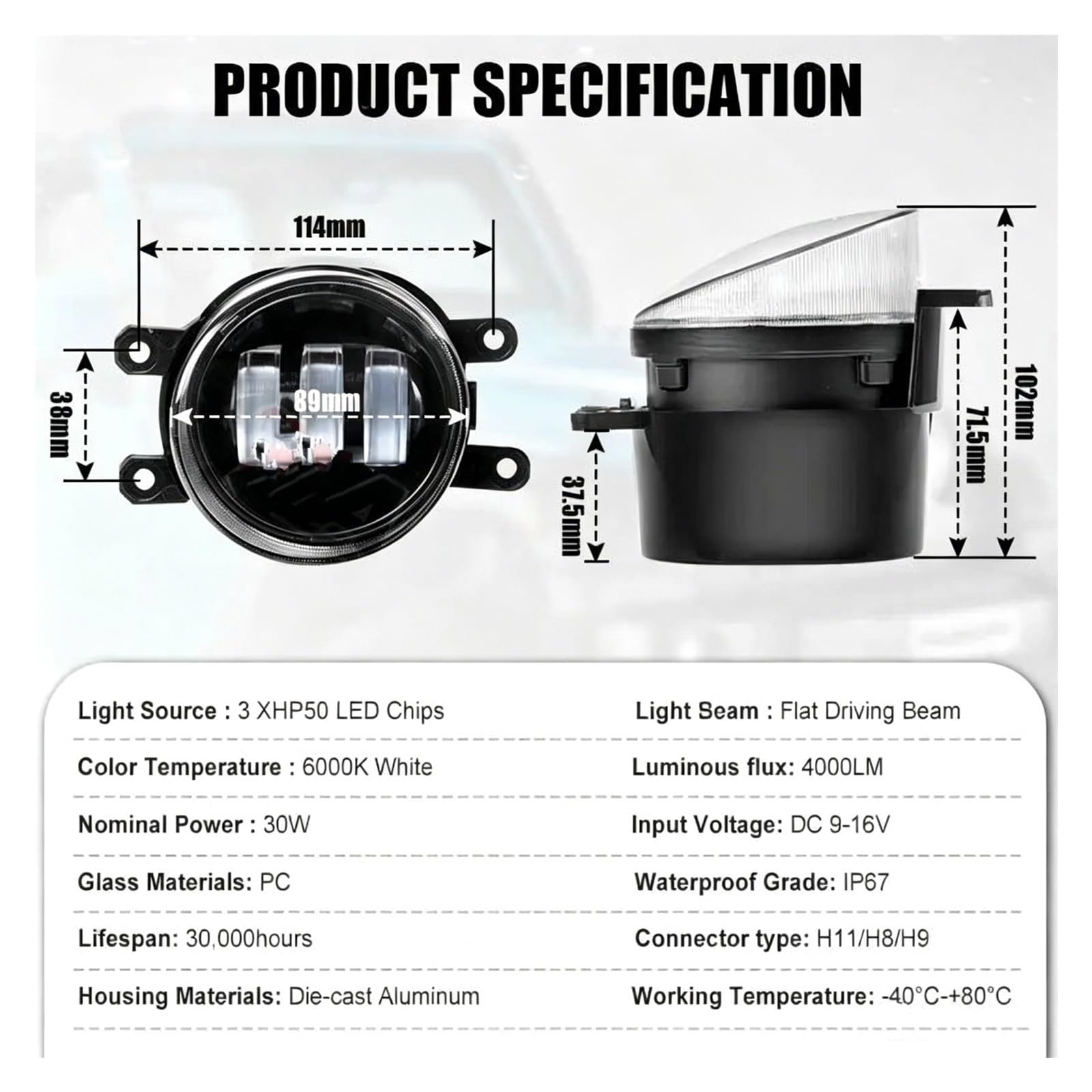 Inundacion spot Para Lexus Para GS350 GS450h GS460 2013-2015 Luces Antiniebla LED De 3,5 Pulgadas Lámparas Conducción Lentes H11(2PCS No DRL)