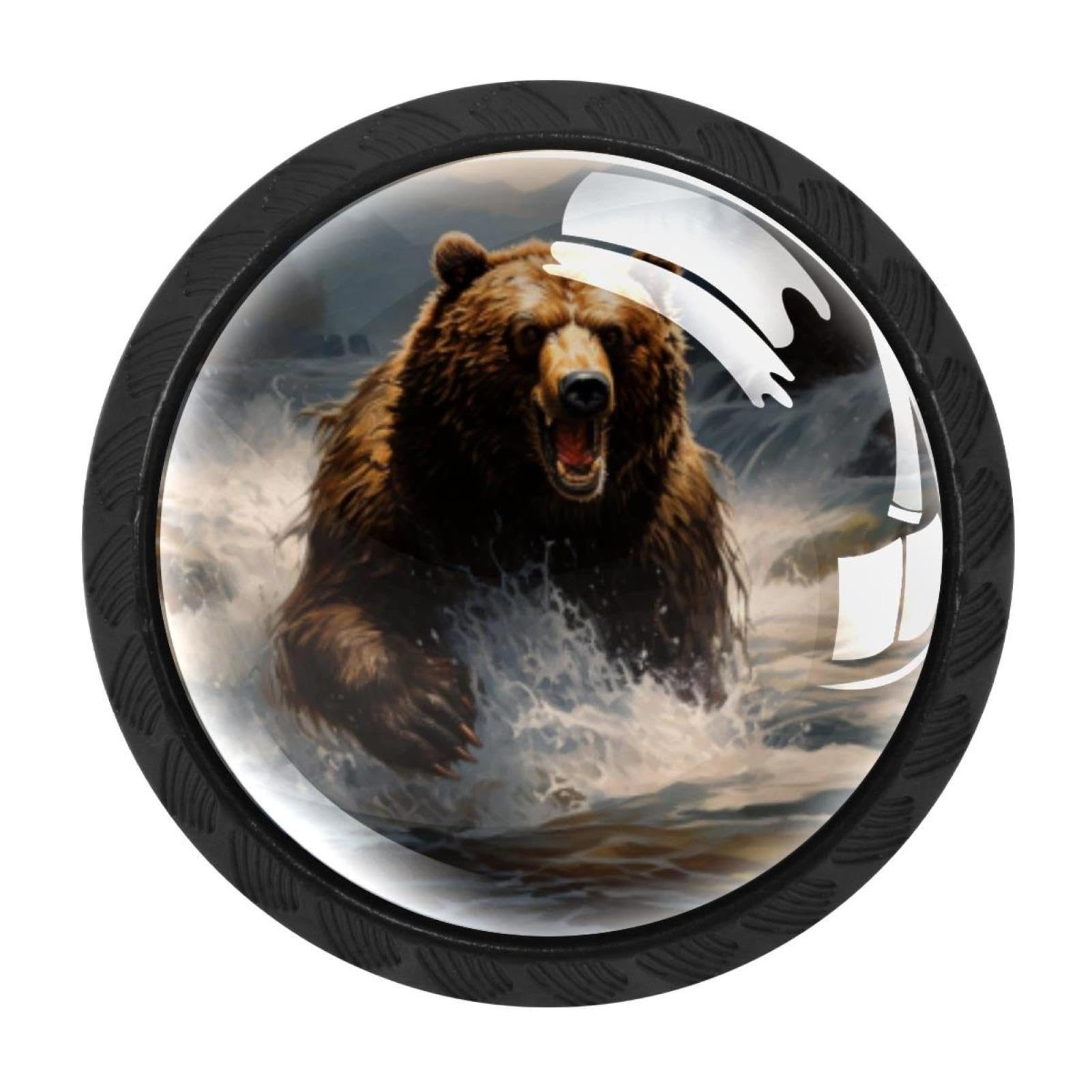 CHENZZZZ 4 Pack Cabinet Handles Black Bear Cabinet Knobs Draw