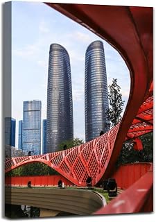 : The twin towers viewed through Jiaozi Flyover bridge Chengdu Canvas Wall Art Decor For Bedroom Living Room Painting Large Framed Picture Posters Prints Bathroom Office Kitchen Artwork 20x30