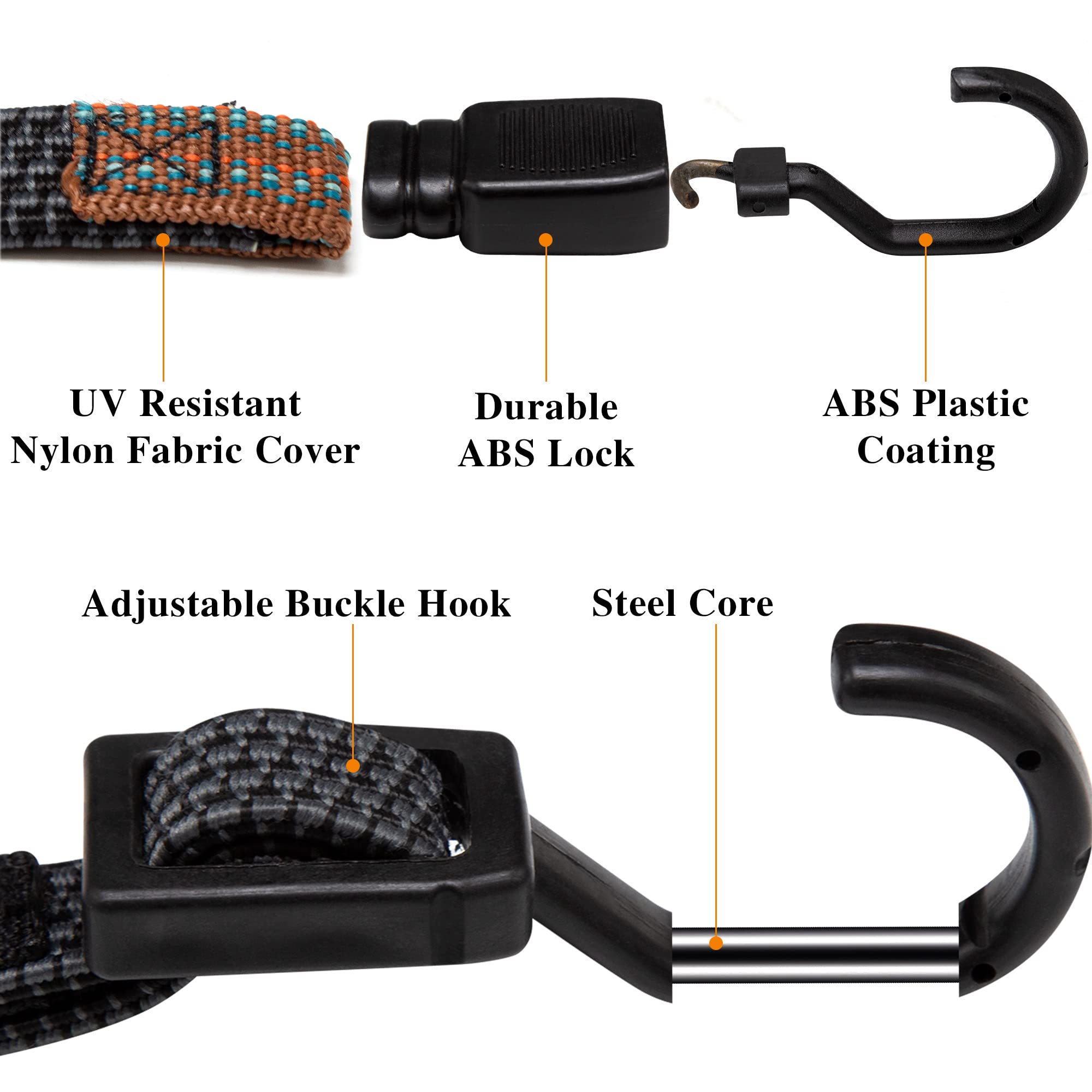 AKOLAFE 6x Bungee-Seile Mit Haken – Robuste 3m Spanngurte Für Auto, Fahrrad & Camping – Dehnbar Bis 6m, Blau