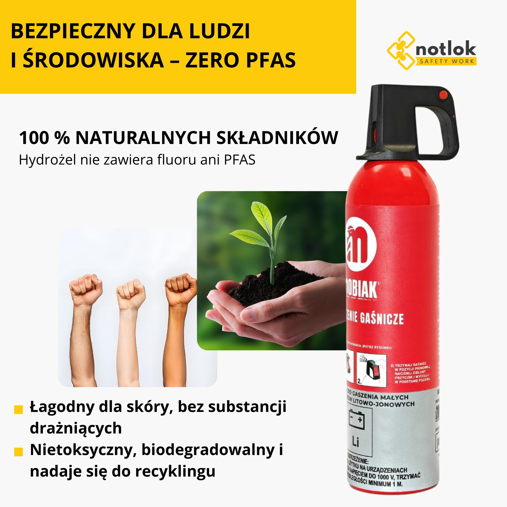 Gaśnica 750 ml | Pożary elektryczne | Spray gaśniczy do baterii litowych i akumulatorów | Bezfluorowa, bez PFAS | Do wnętrz i pojazdów