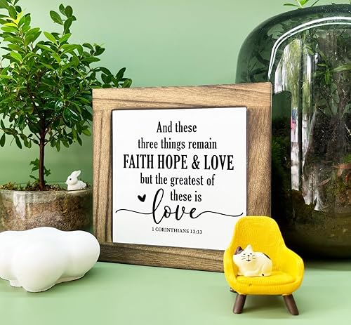 Miniatura 3 de Cartel de caja religiosa – Faith Hope & Love, placa de madera para regalo, decoración cristiana para el hogar y la habitación familiar