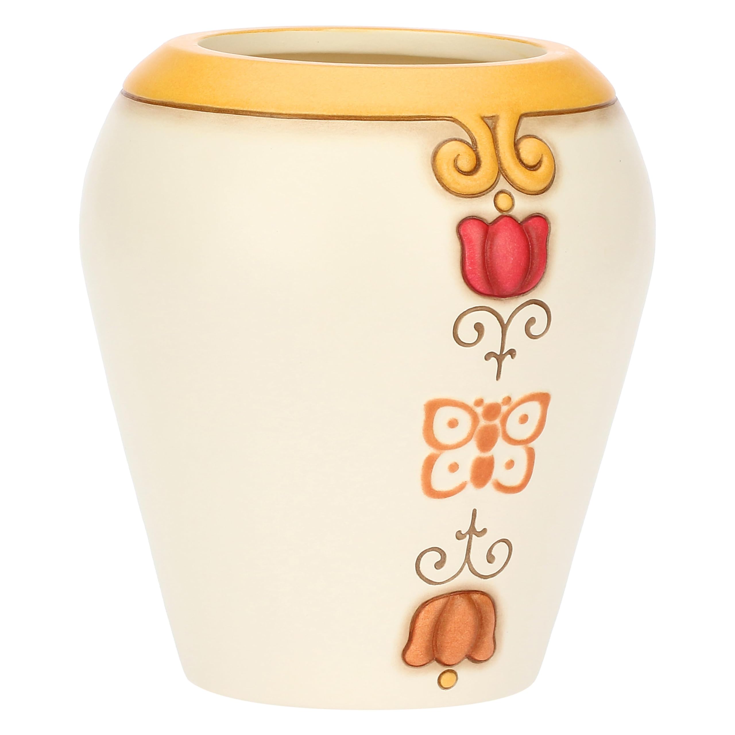Vaso in ceramica Eolia con farfalla e fiori, medio